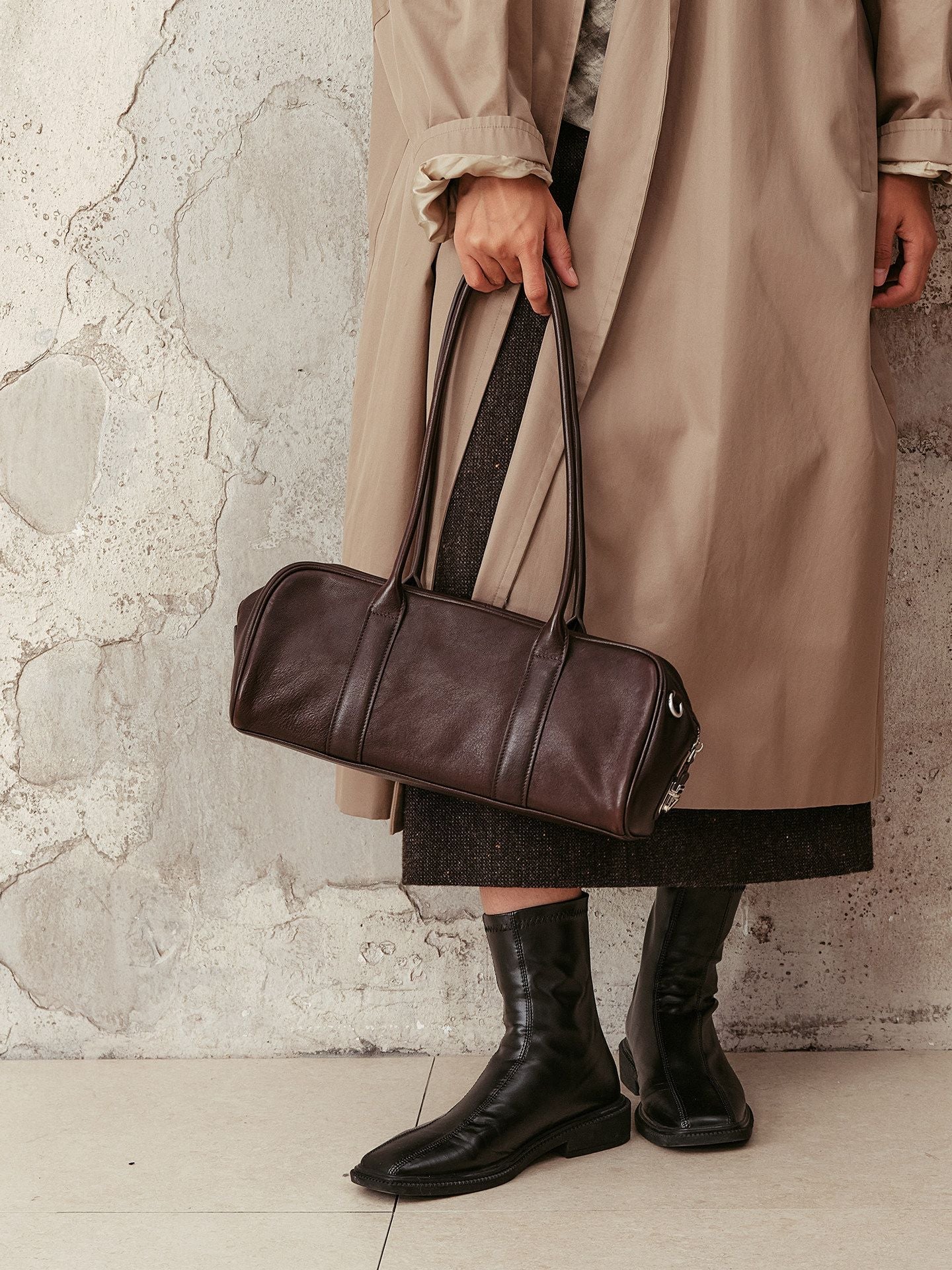 Top Grain Leather Long Shoulder Bag - Image 5