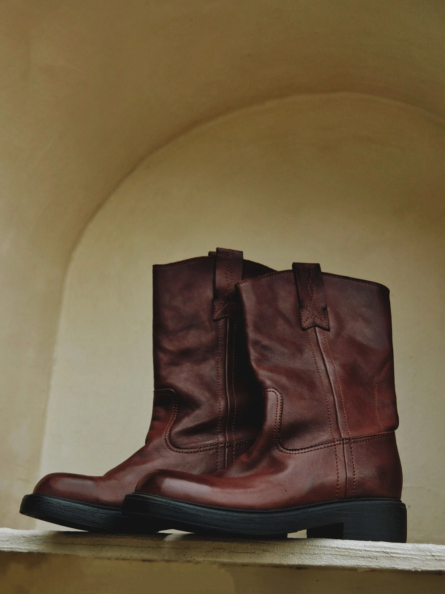Top-Grain Leather Mid-Calf Boots - Image 2