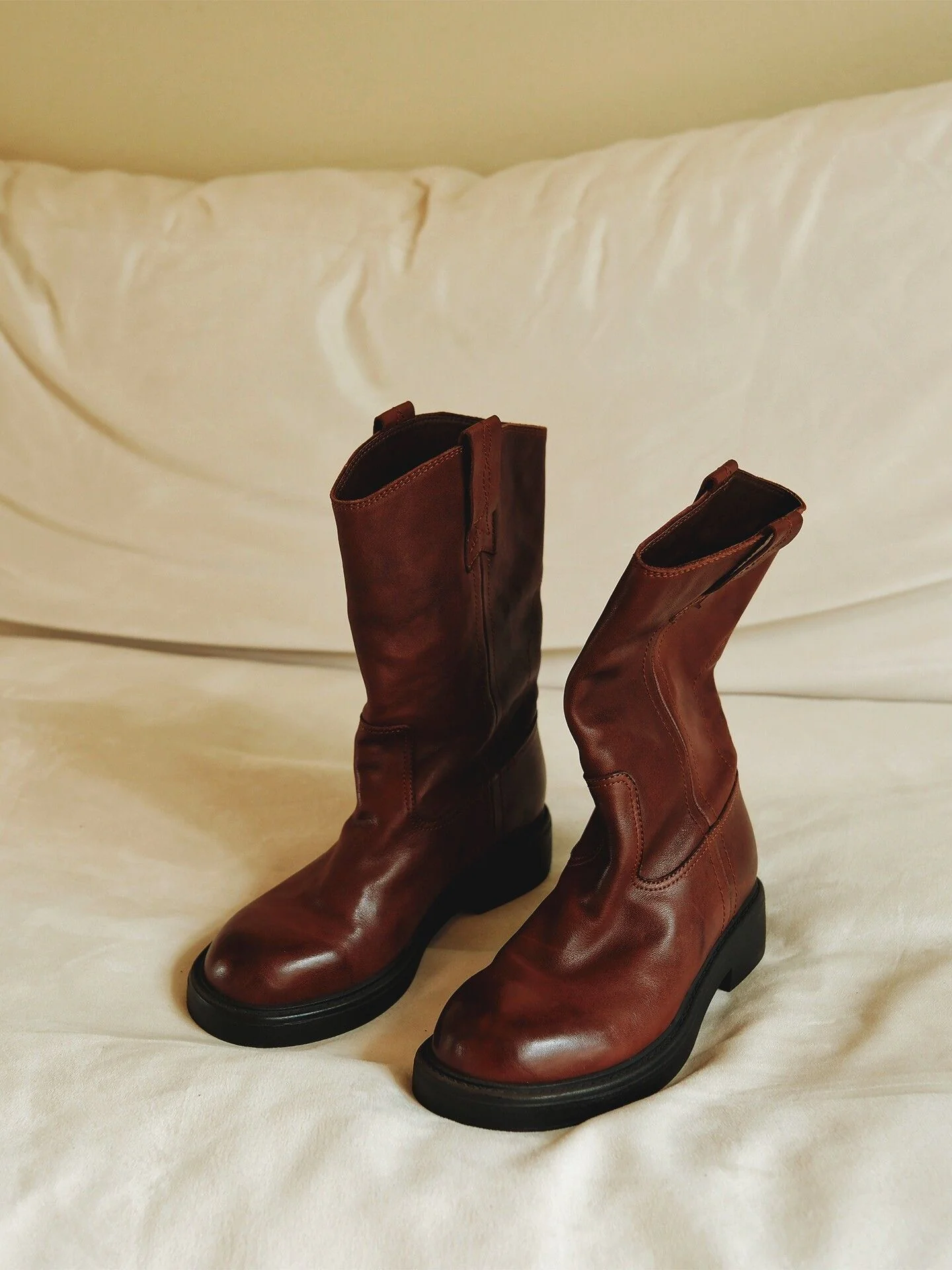 Top-Grain Leather Mid-Calf Boots - Image 4