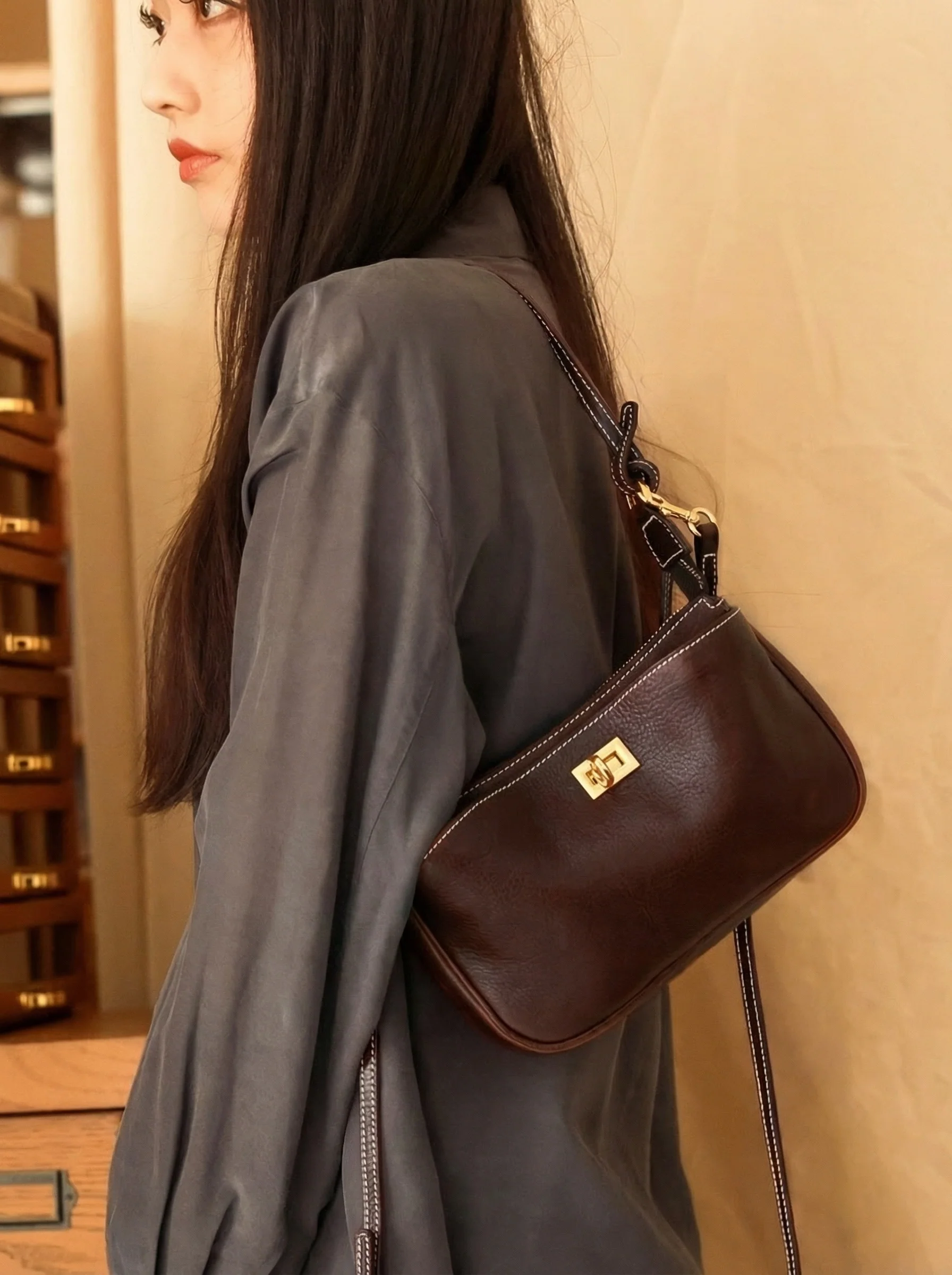 Top-Grain Leather Mini Shoulder Bag - Image 2
