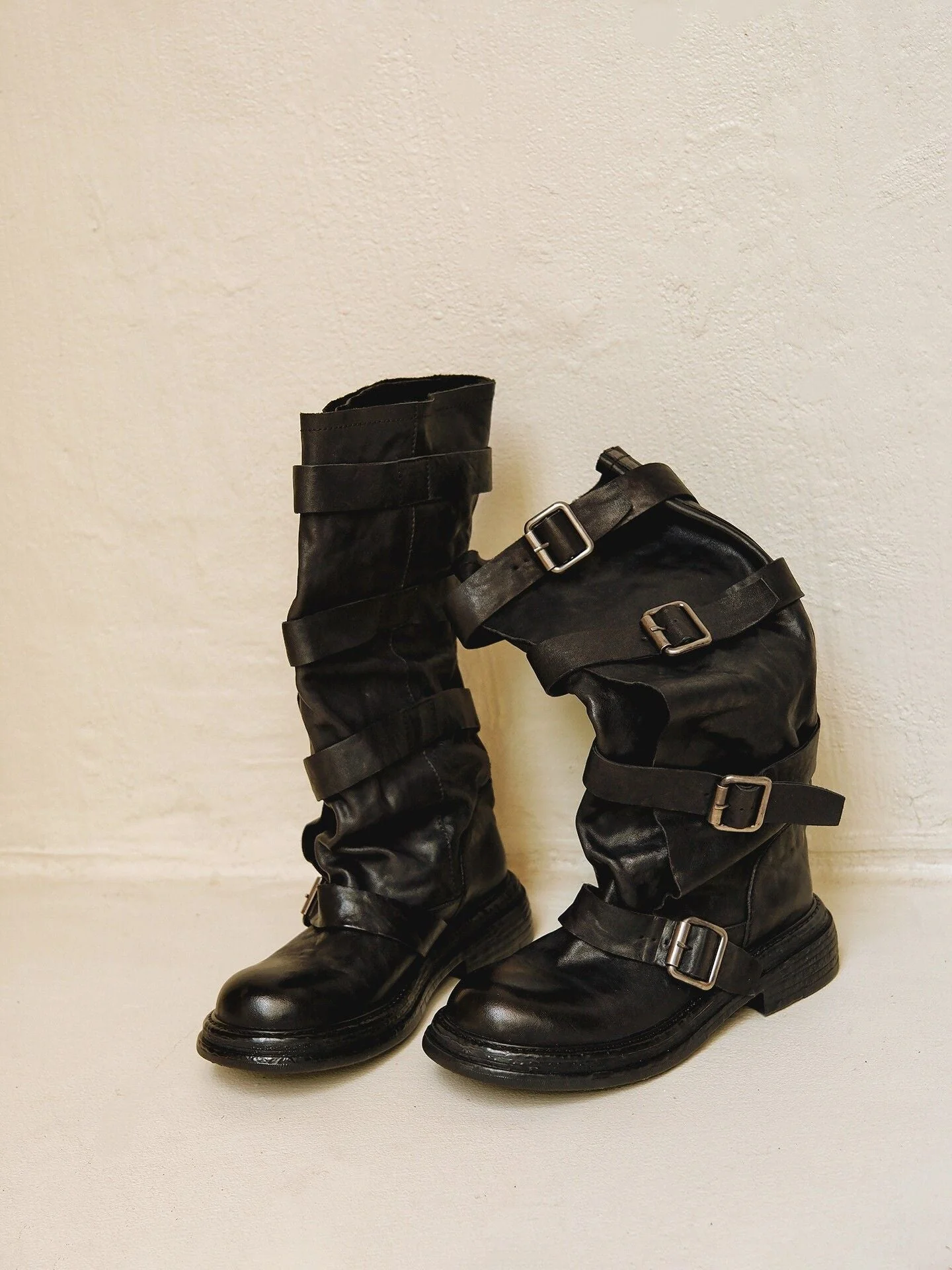 Top-Grain Leather Multi-Buckle Tall Boots - Image 2