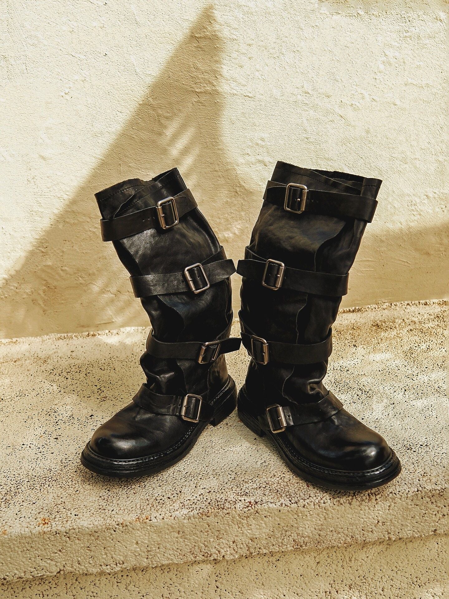 Top-Grain Leather Multi-Buckle Tall Boots - Image 6