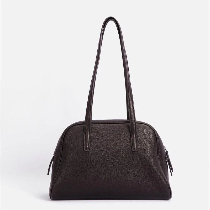 Top Grain Leather Pebbled Barrel Bag - Image 7