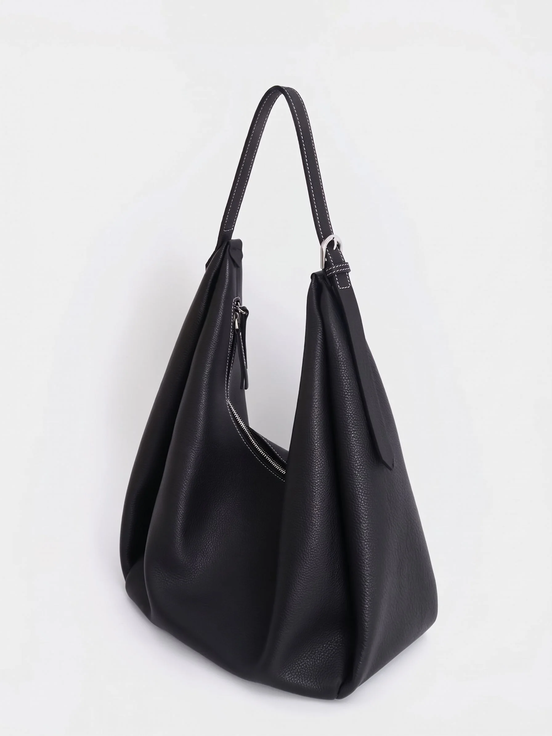 Top Grain Leather Pebbled Hobo Bag - Image 4