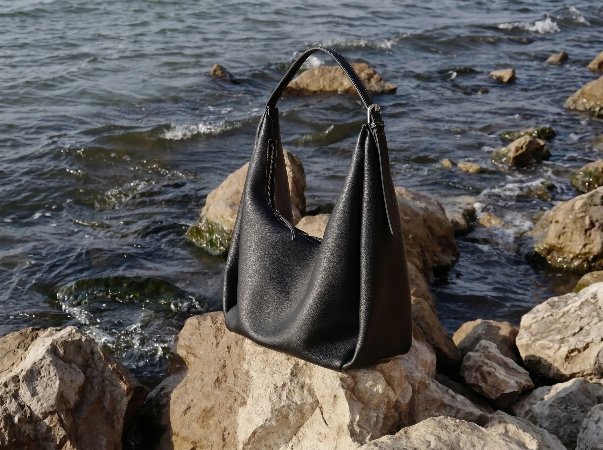 Top Grain Leather Pebbled Hobo Bag