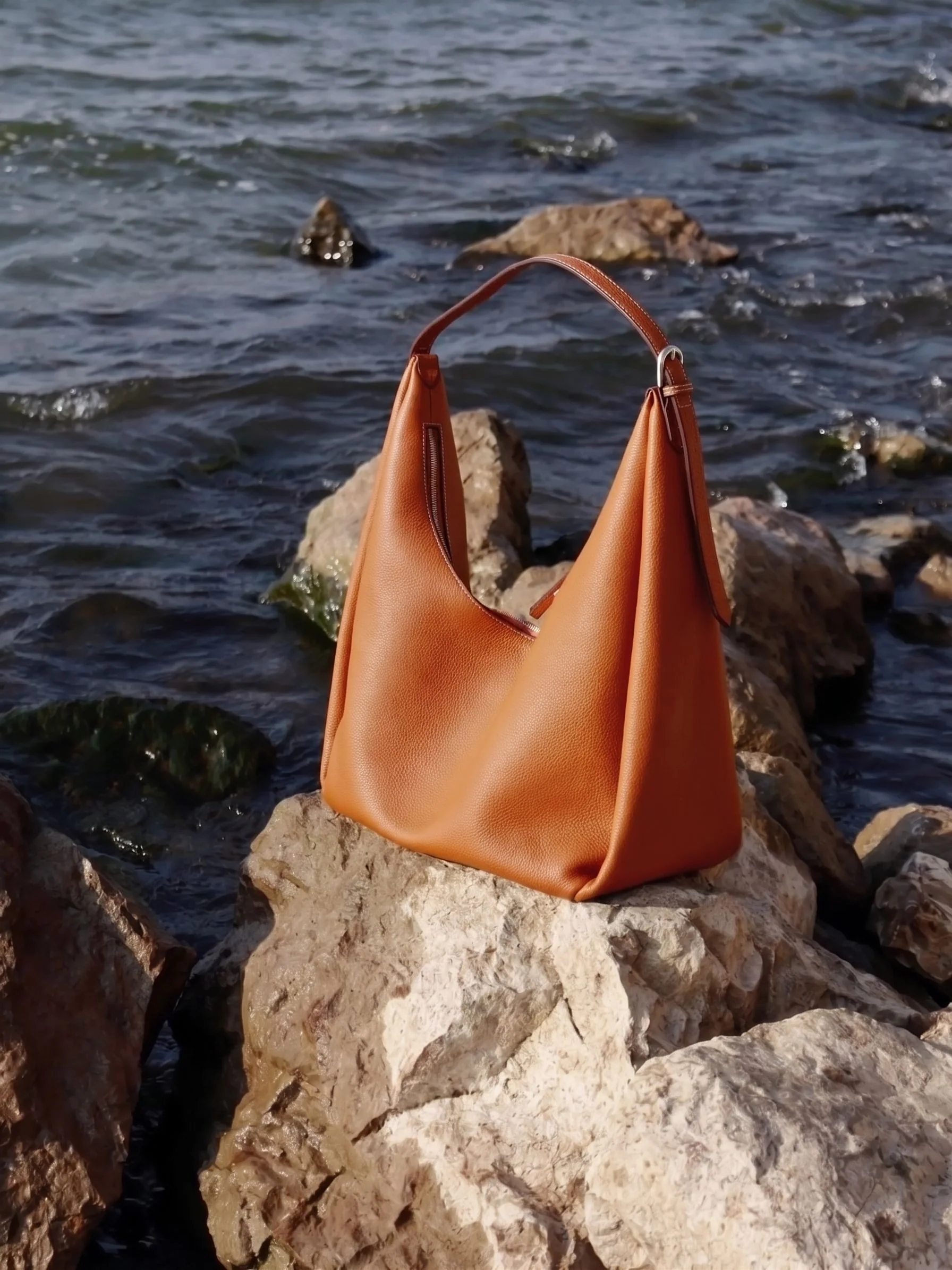 Top Grain Leather Pebbled Hobo Bag - Image 2
