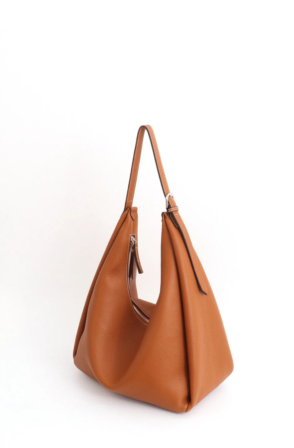 Top Grain Leather Pebbled Hobo Bag - Image 7