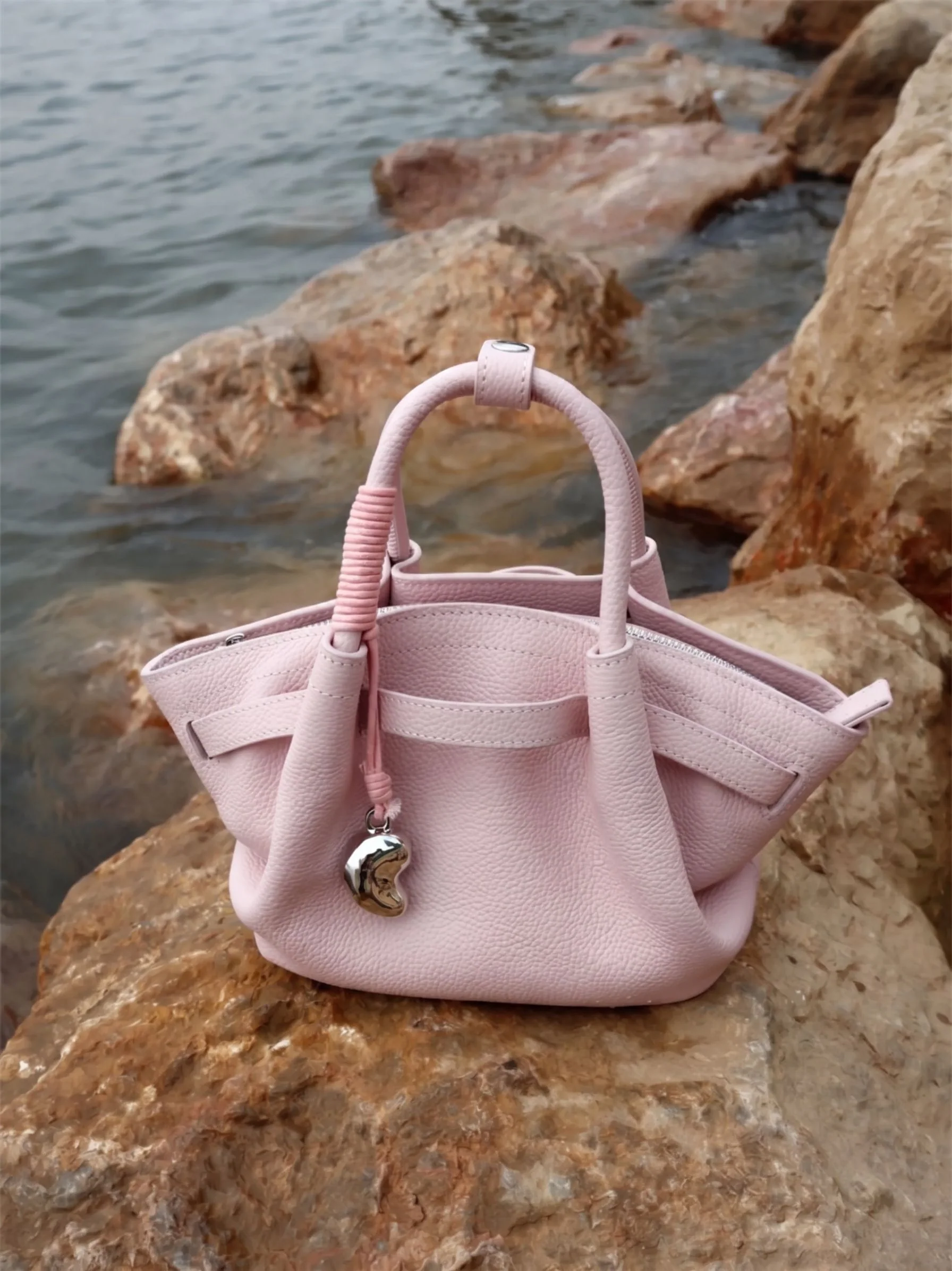 Top Grain Leather Pebbled Mini Tote - Image 3