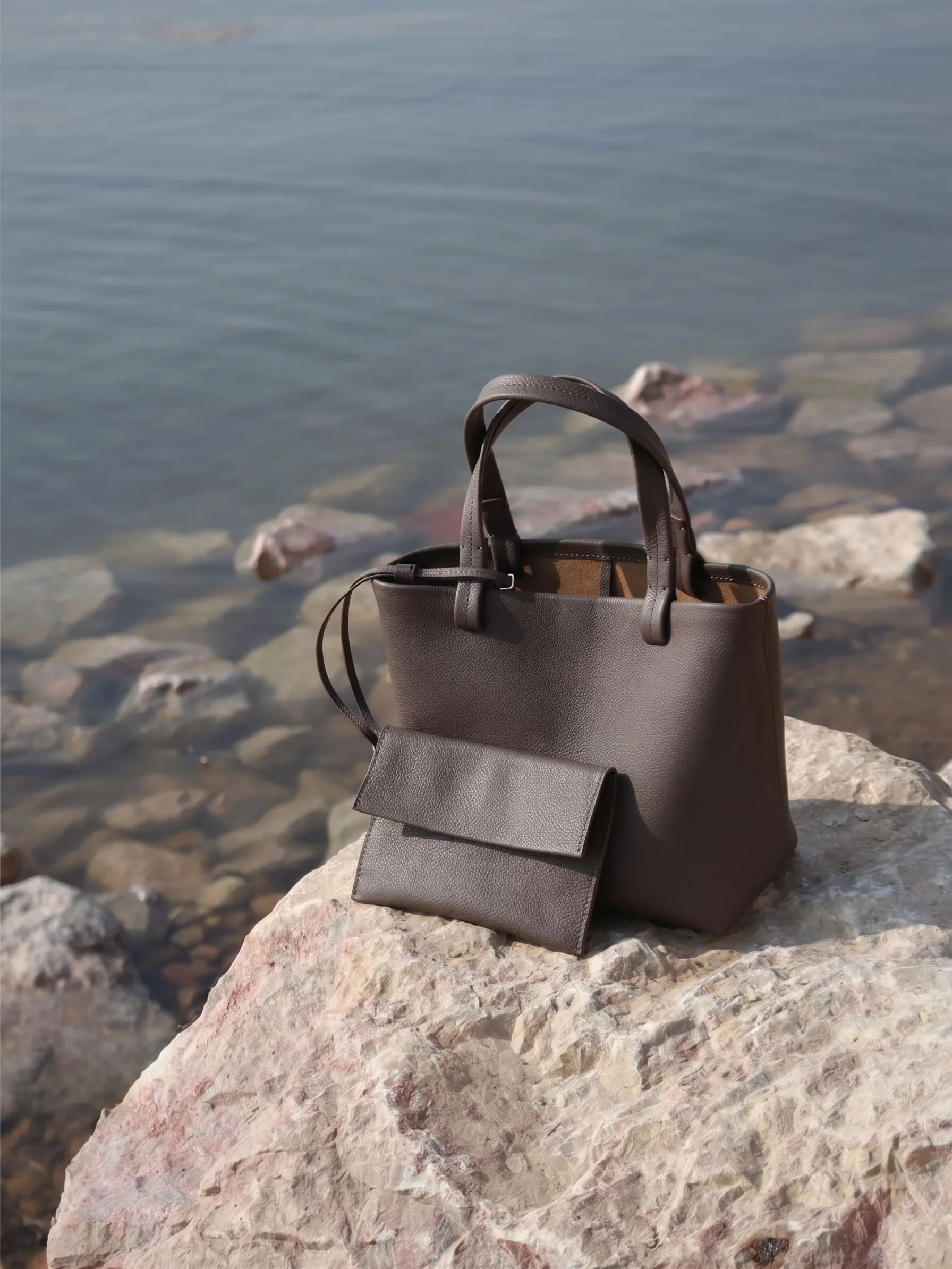 Top Grain Leather Pebbled Mini Tote - Image 3