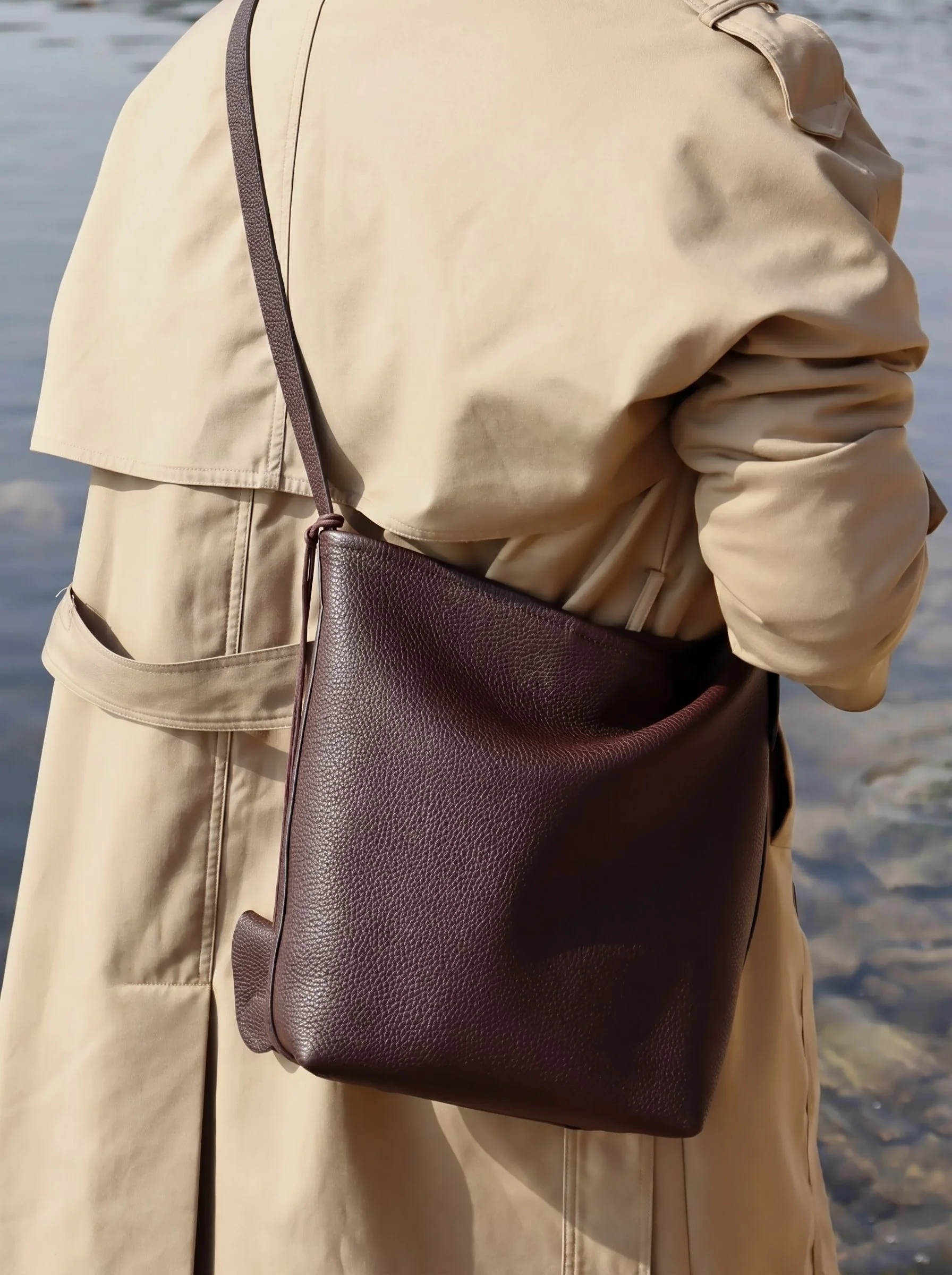 Top Grain Leather Pebbled Shoulder Bag - Image 3
