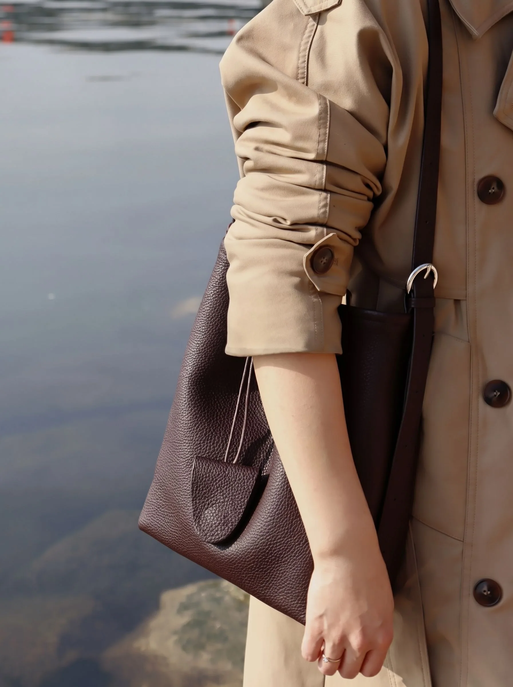 Top Grain Leather Pebbled Shoulder Bag - Image 4