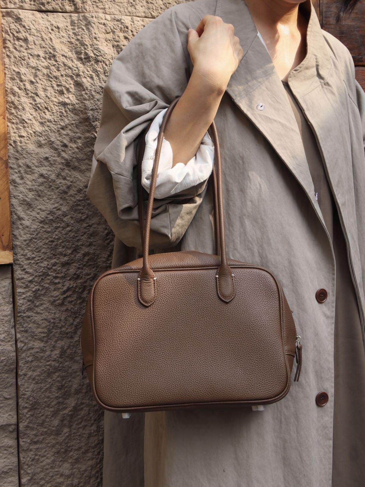 Top Grain Leather Pebbled Shoulder Bag - Image 5