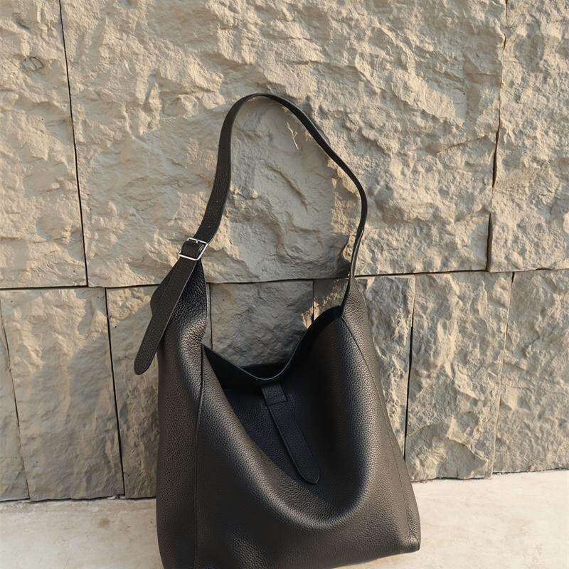 Top Grain Leather Pebbled Shoulder Bag - Image 6