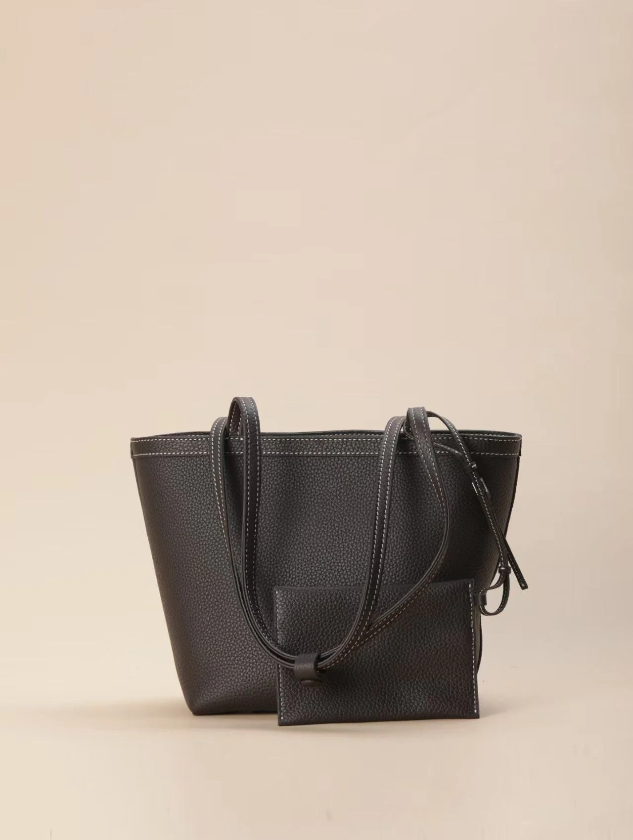 Top Grain Leather Pebbled Tote - Image 3