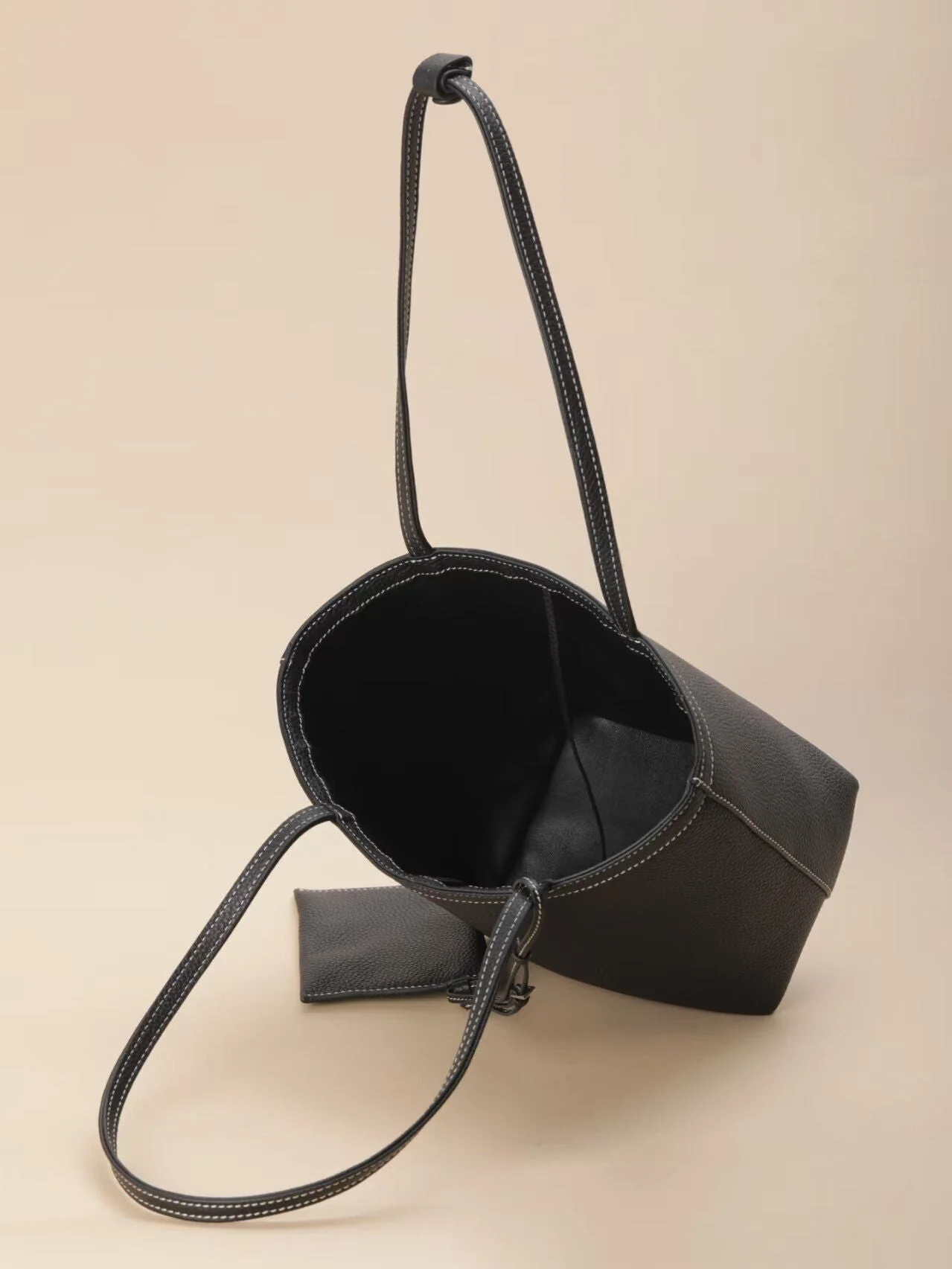 Top Grain Leather Pebbled Tote - Image 4