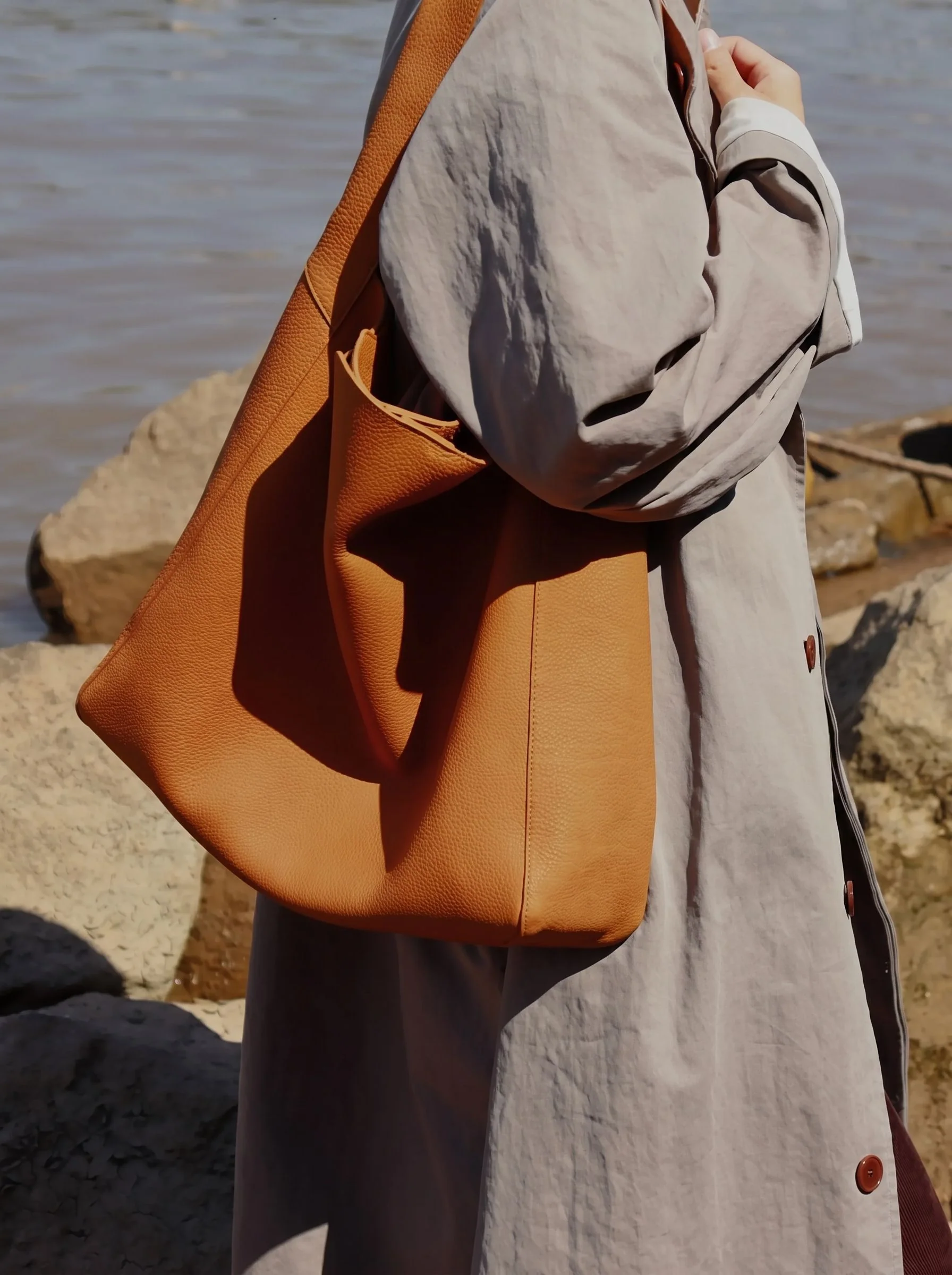Top Grain Leather Pebbled Tote