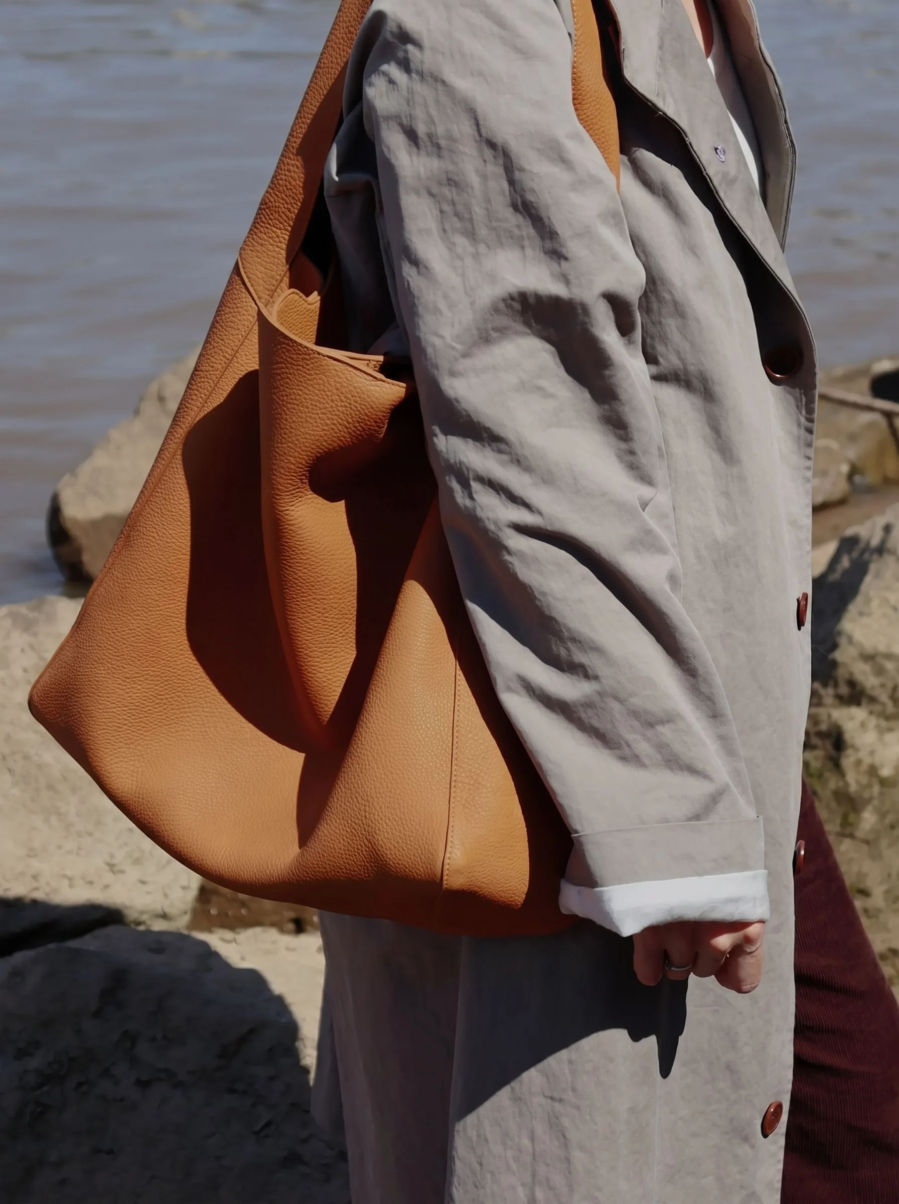 Top Grain Leather Pebbled Tote - Image 4