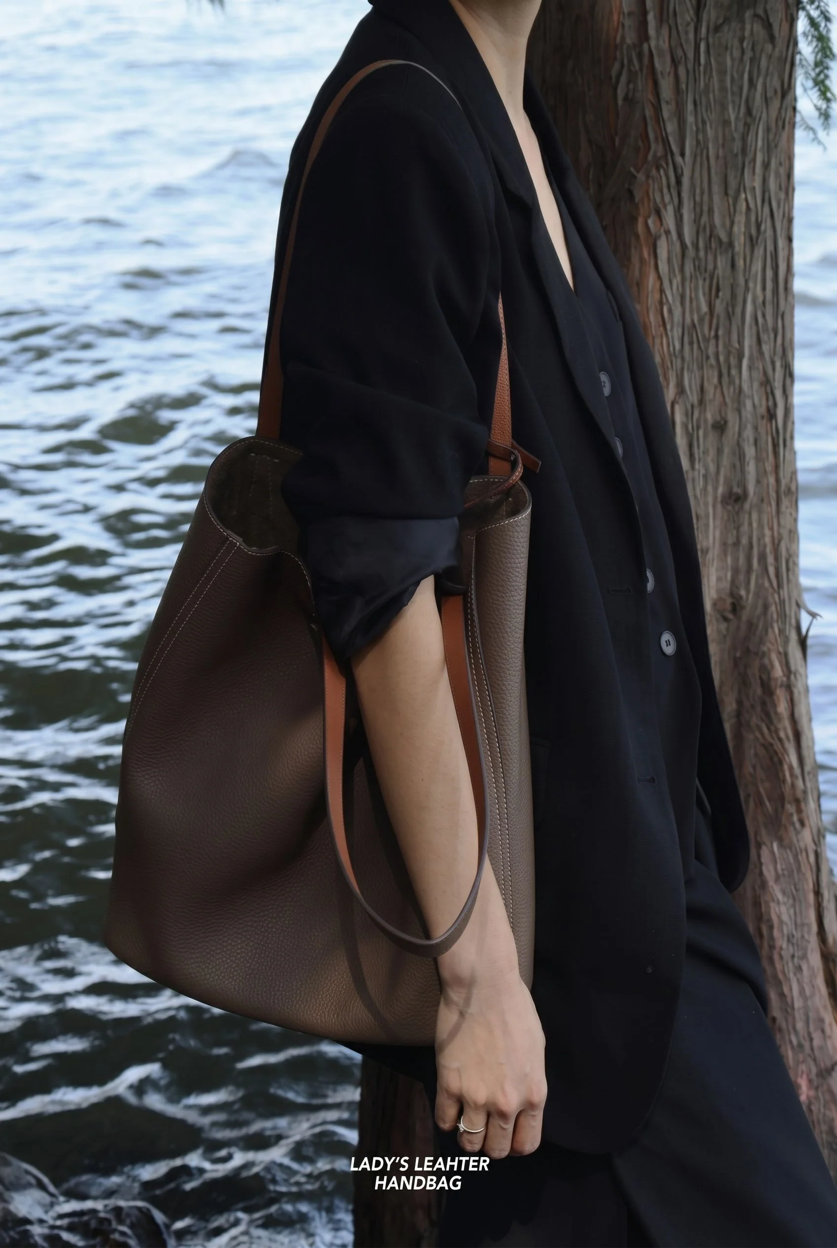 Top Grain Leather Pebbled Tote Bag