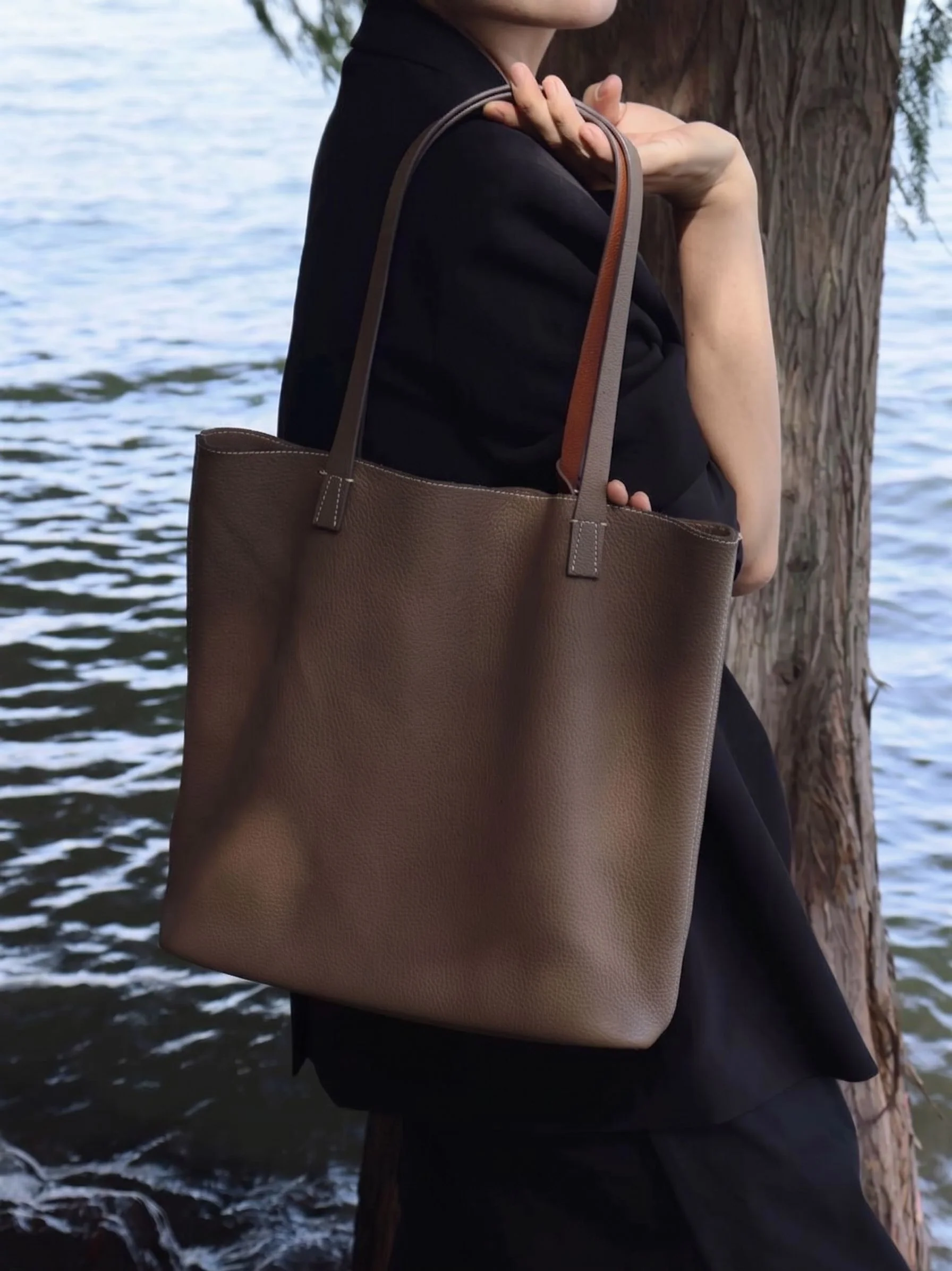 Top Grain Leather Pebbled Tote Bag - Image 2