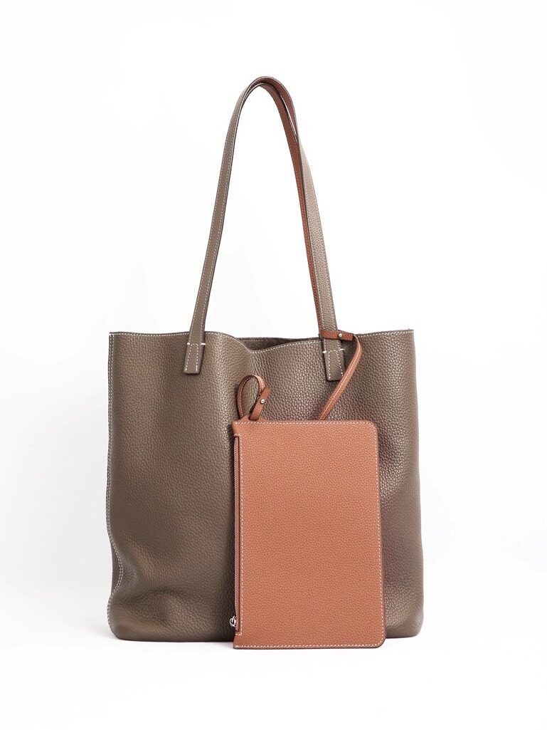 Top Grain Leather Pebbled Tote Bag - Image 5