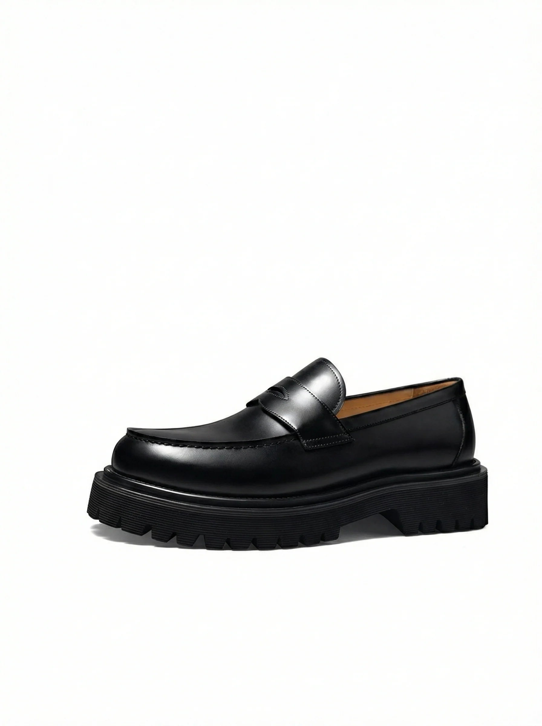 Top-Grain Leather Platform Penny Loafers