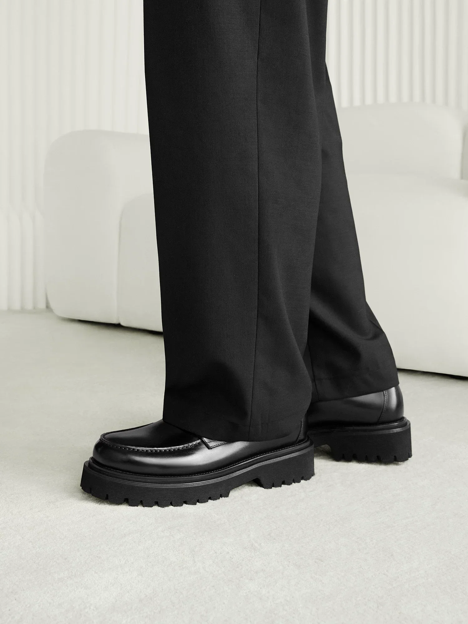 Top-Grain Leather Platform Penny Loafers - Image 3