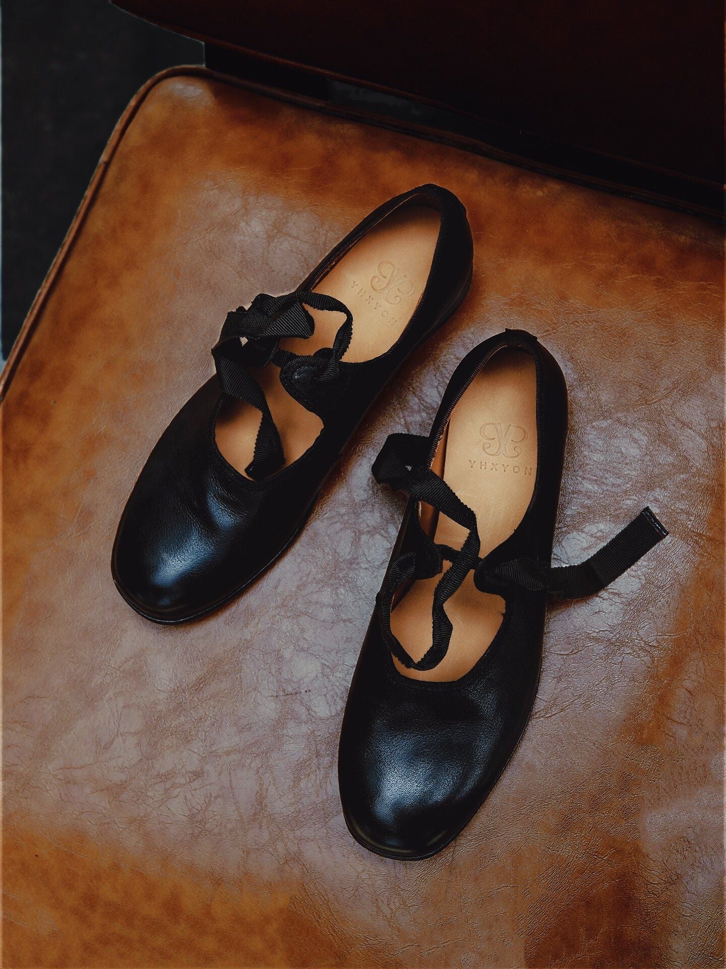 Top Grain Leather Ribbon Mary Jane Flats - Image 5