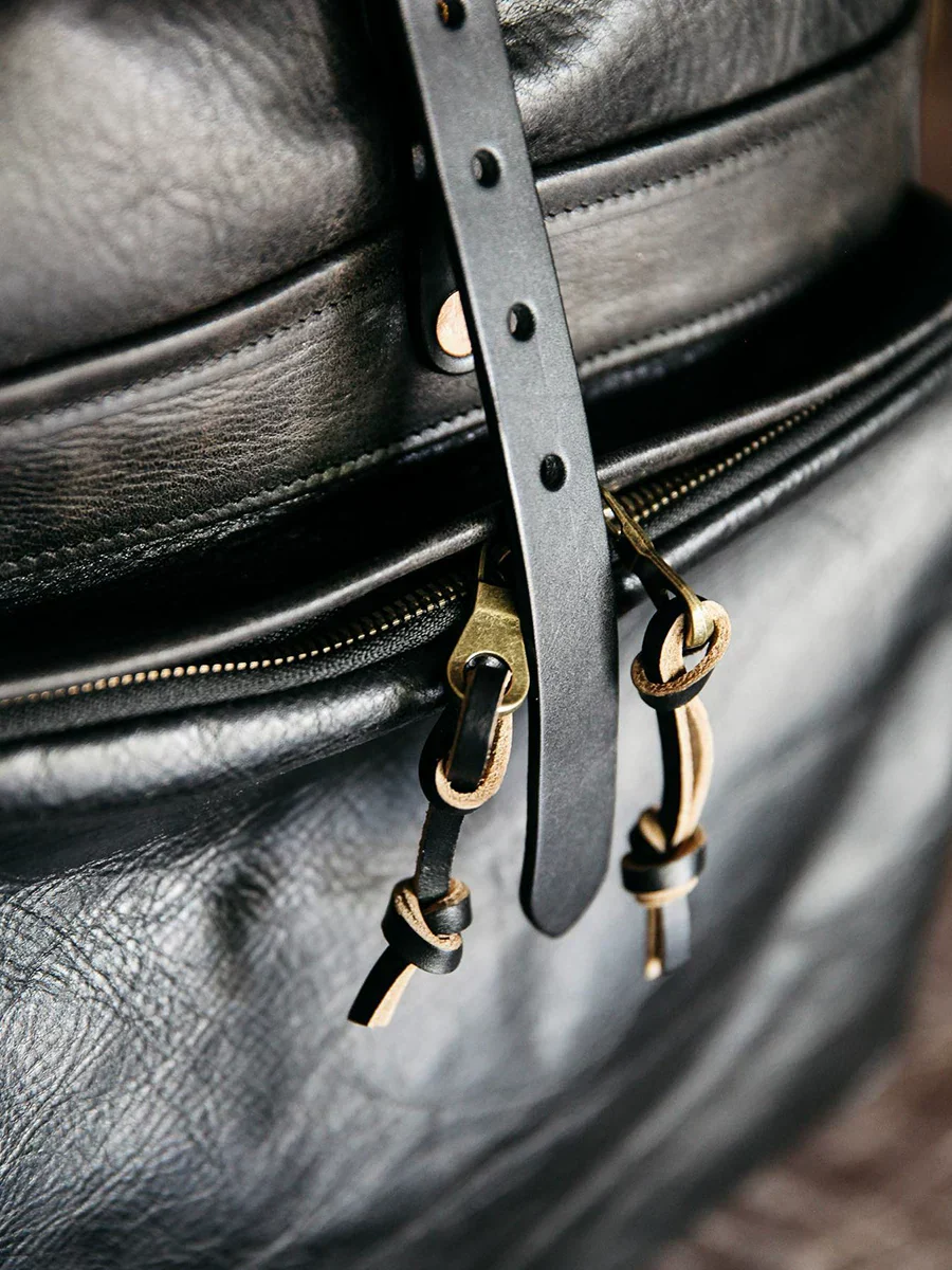 Top Grain Leather Roll-Top Backpack - Image 2