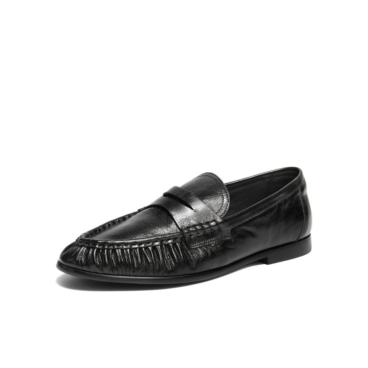 Top-Grain Leather Ruched Penny Loafer