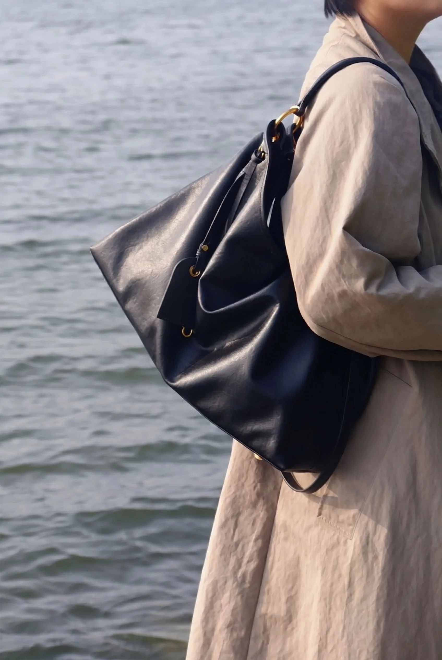 Top Grain Leather Slouch Hobo Bag - Image 2