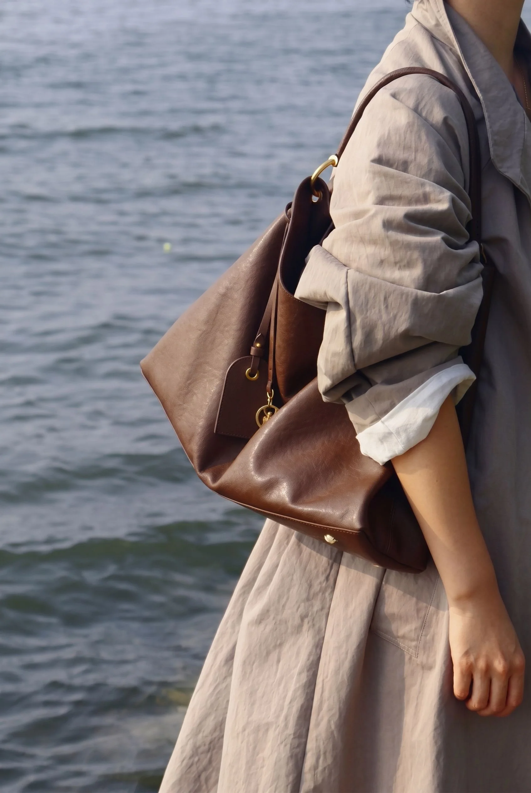 Top Grain Leather Slouch Hobo Bag - Image 3