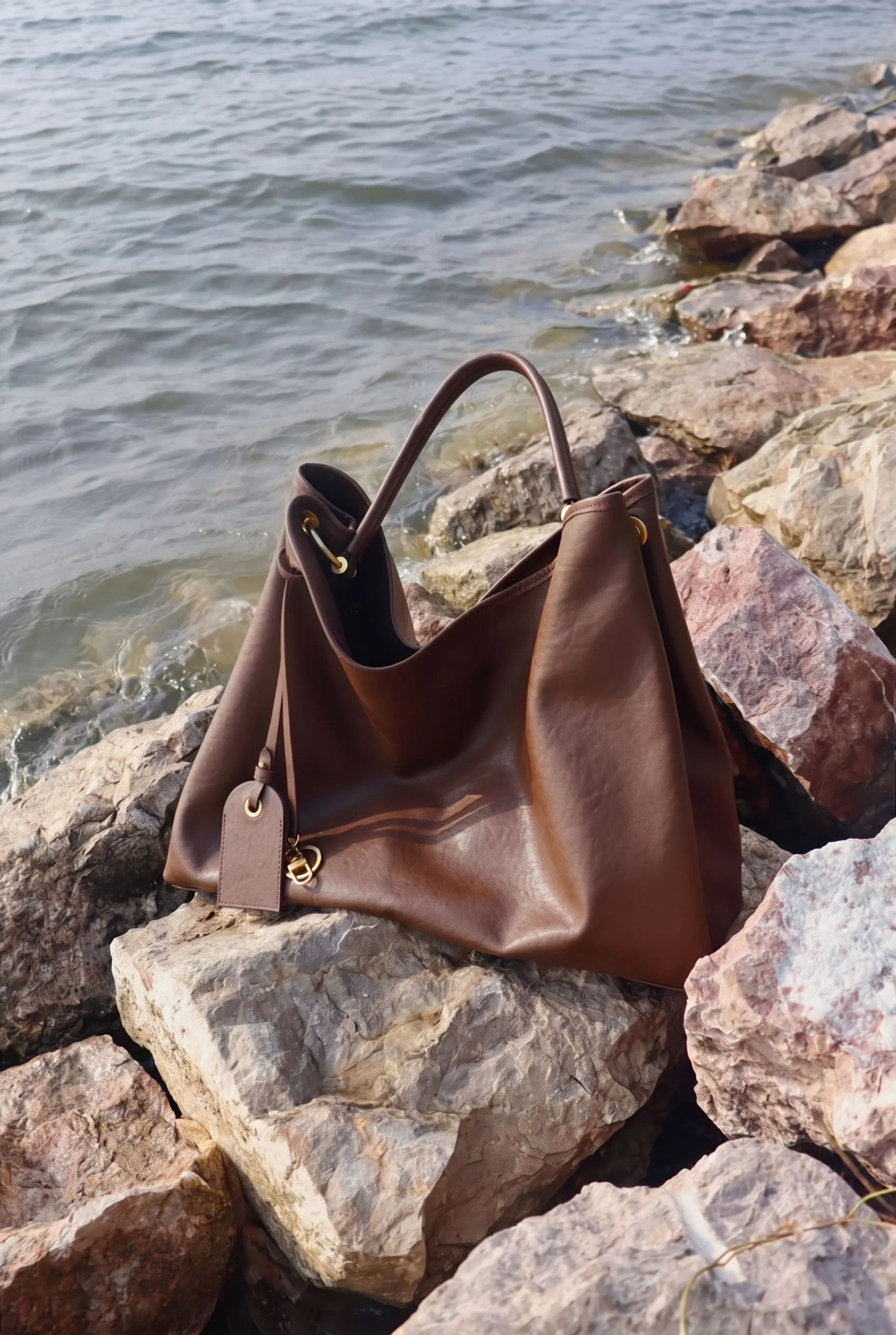 Top Grain Leather Slouch Hobo Bag - Image 4