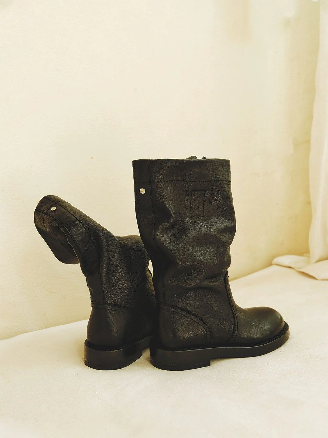 Top-Grain Leather Slouch Mid-Calf Boots - Image 2
