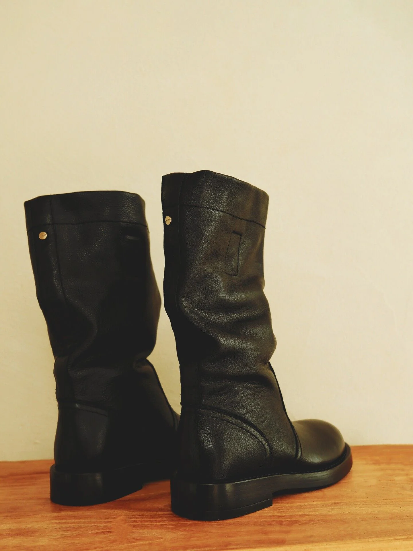 Top-Grain Leather Slouch Mid-Calf Boots - Image 6