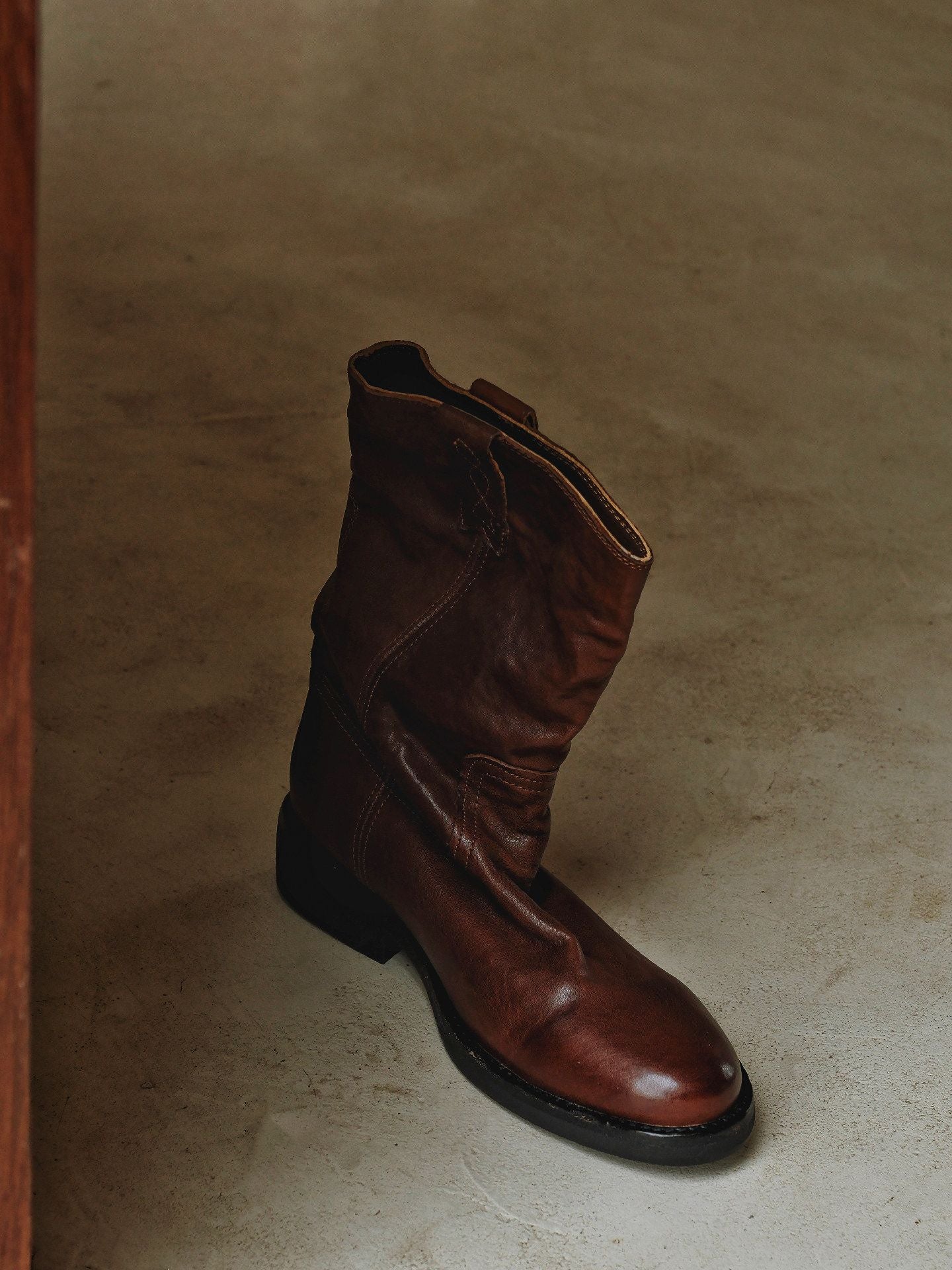 Top Grain Leather Slouch Western Boots - Image 2