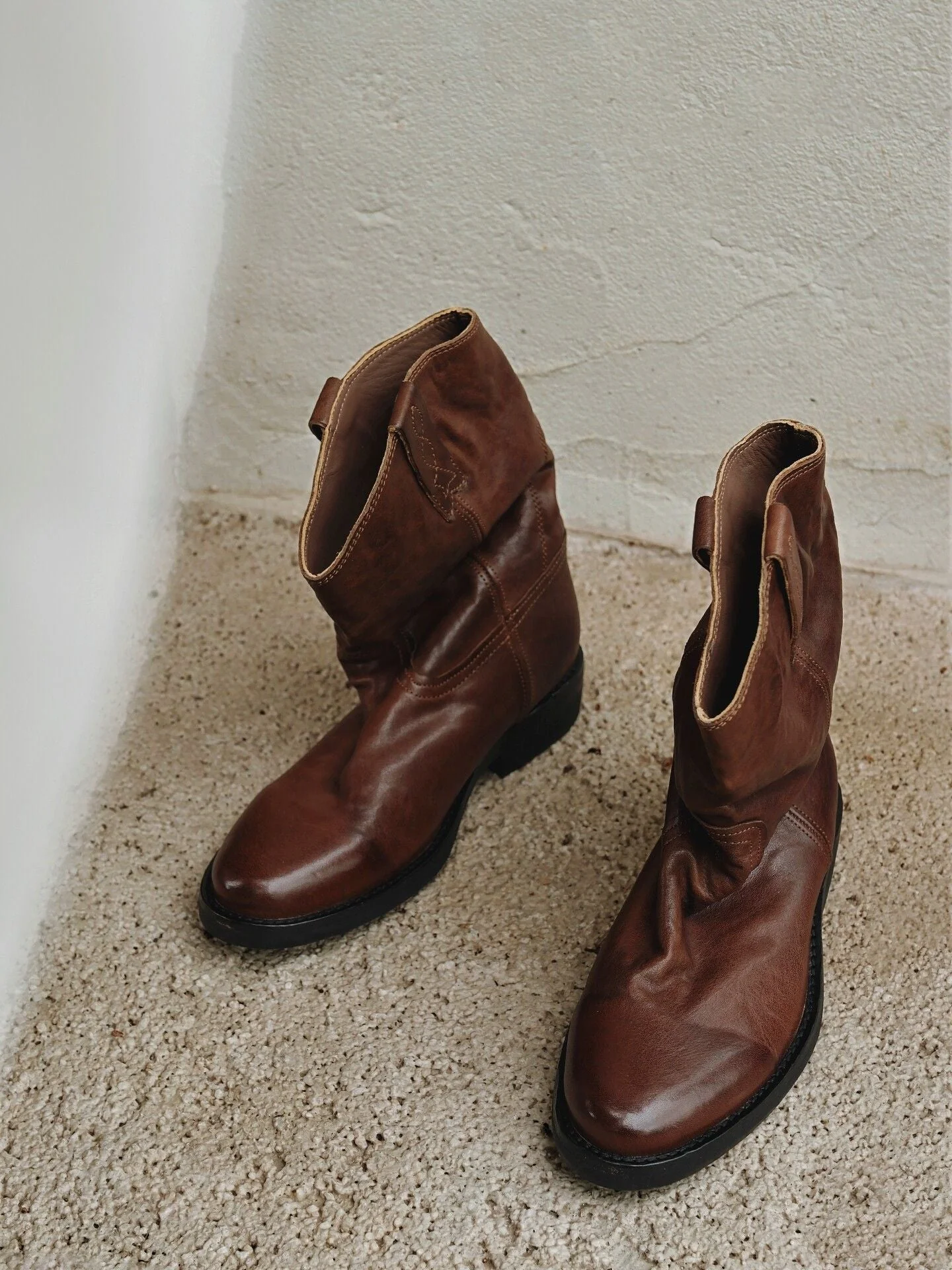 Top Grain Leather Slouch Western Boots - Image 4
