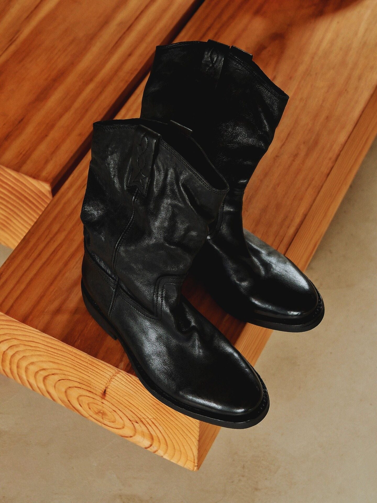 Top Grain Leather Slouch Western Boots - Image 5