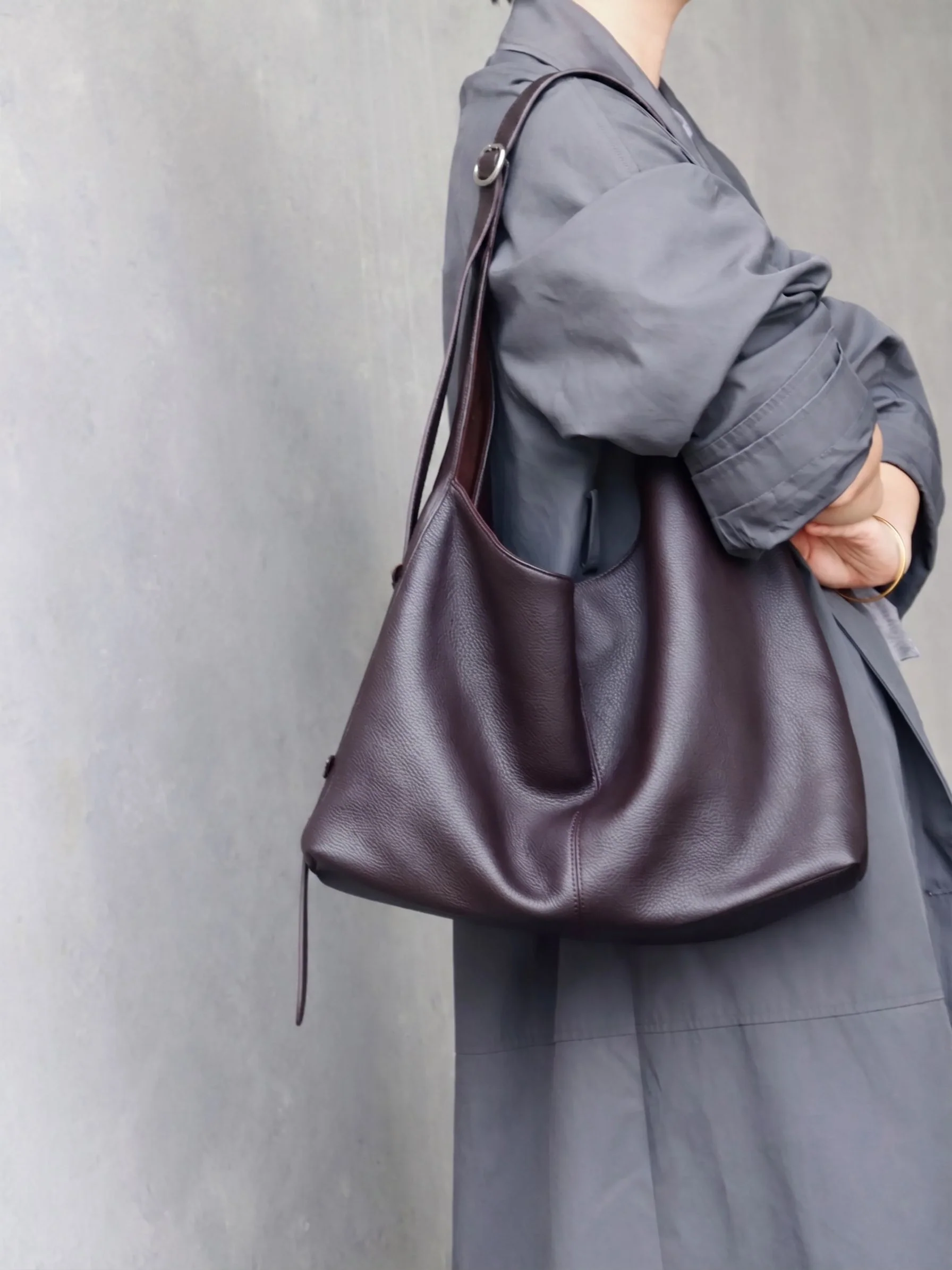 Top Grain Leather Slouchy Hobo Bag - Image 2