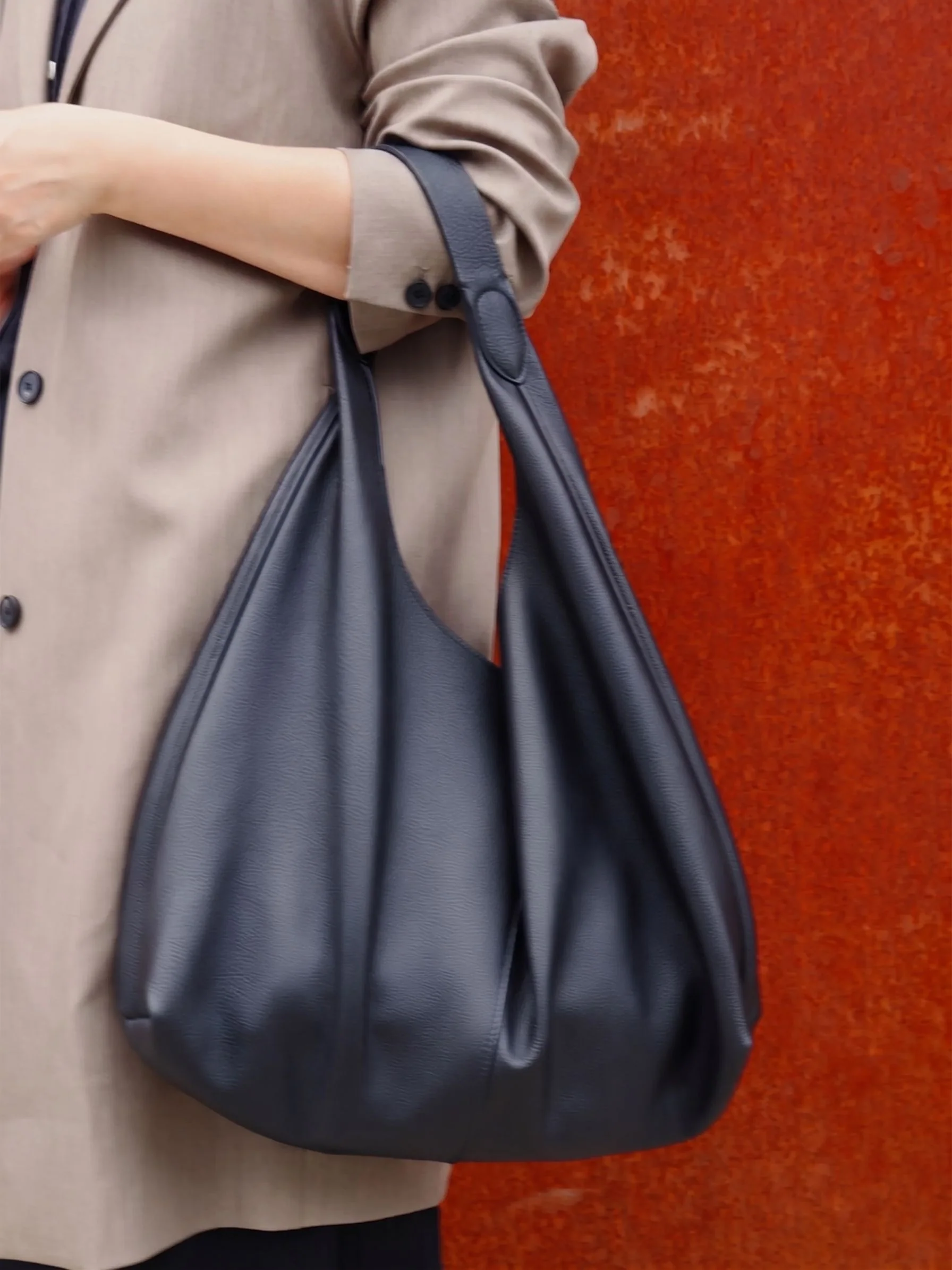 Top Grain Leather Slouchy Hobo Bag - Image 4