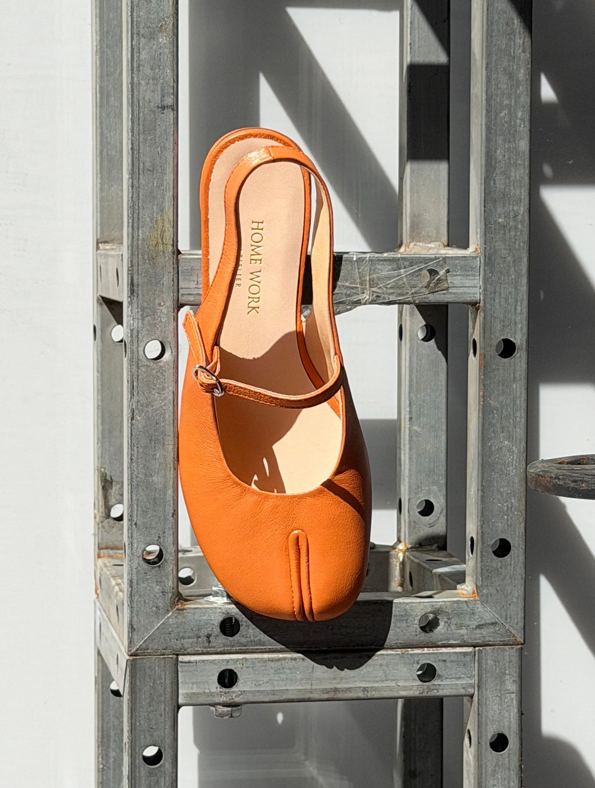 Top Grain Leather Split-Toe Slingback Flat - Image 5