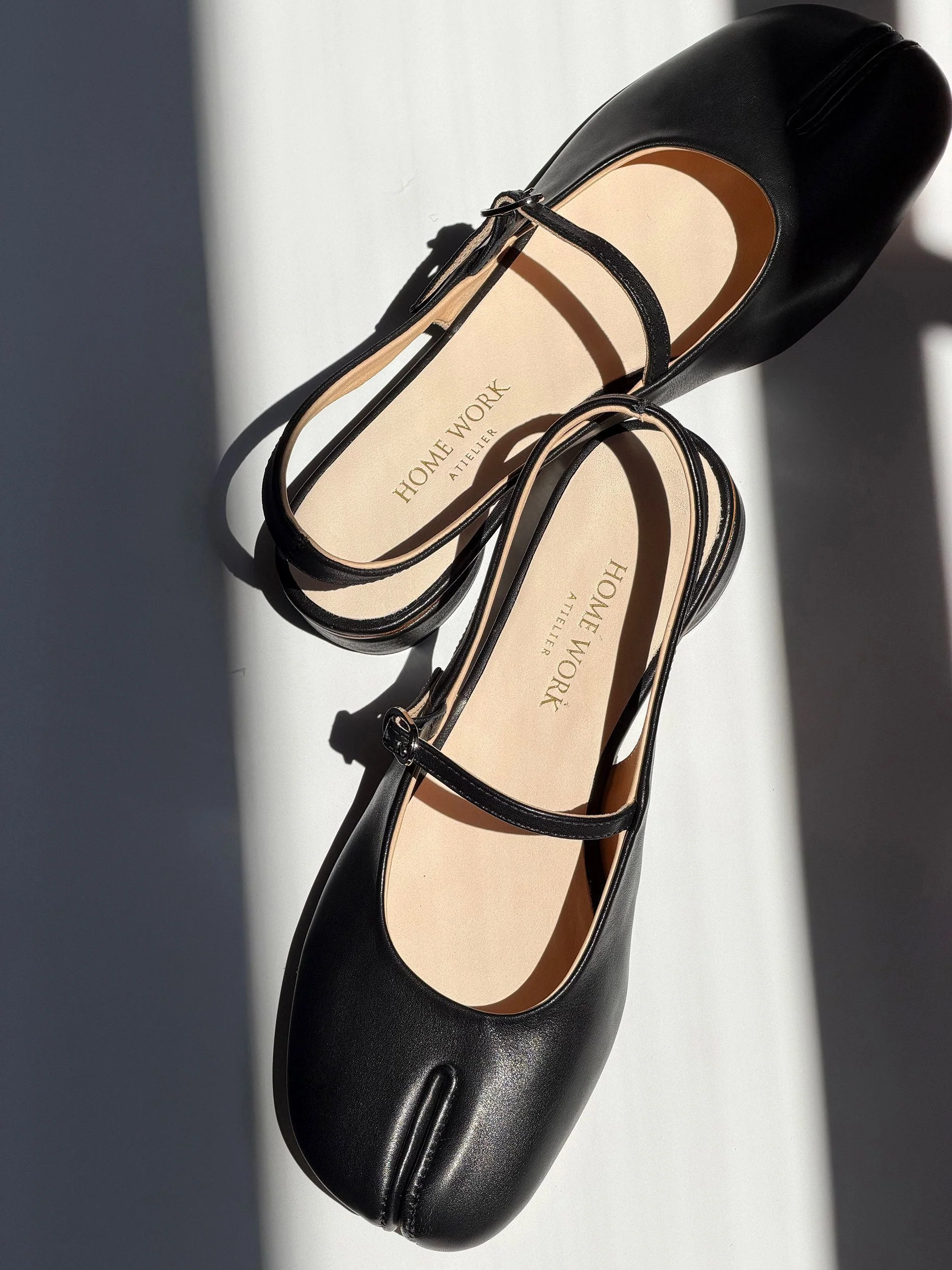 Top-Grain Leather Split-Toe Slingback Flats - Image 3