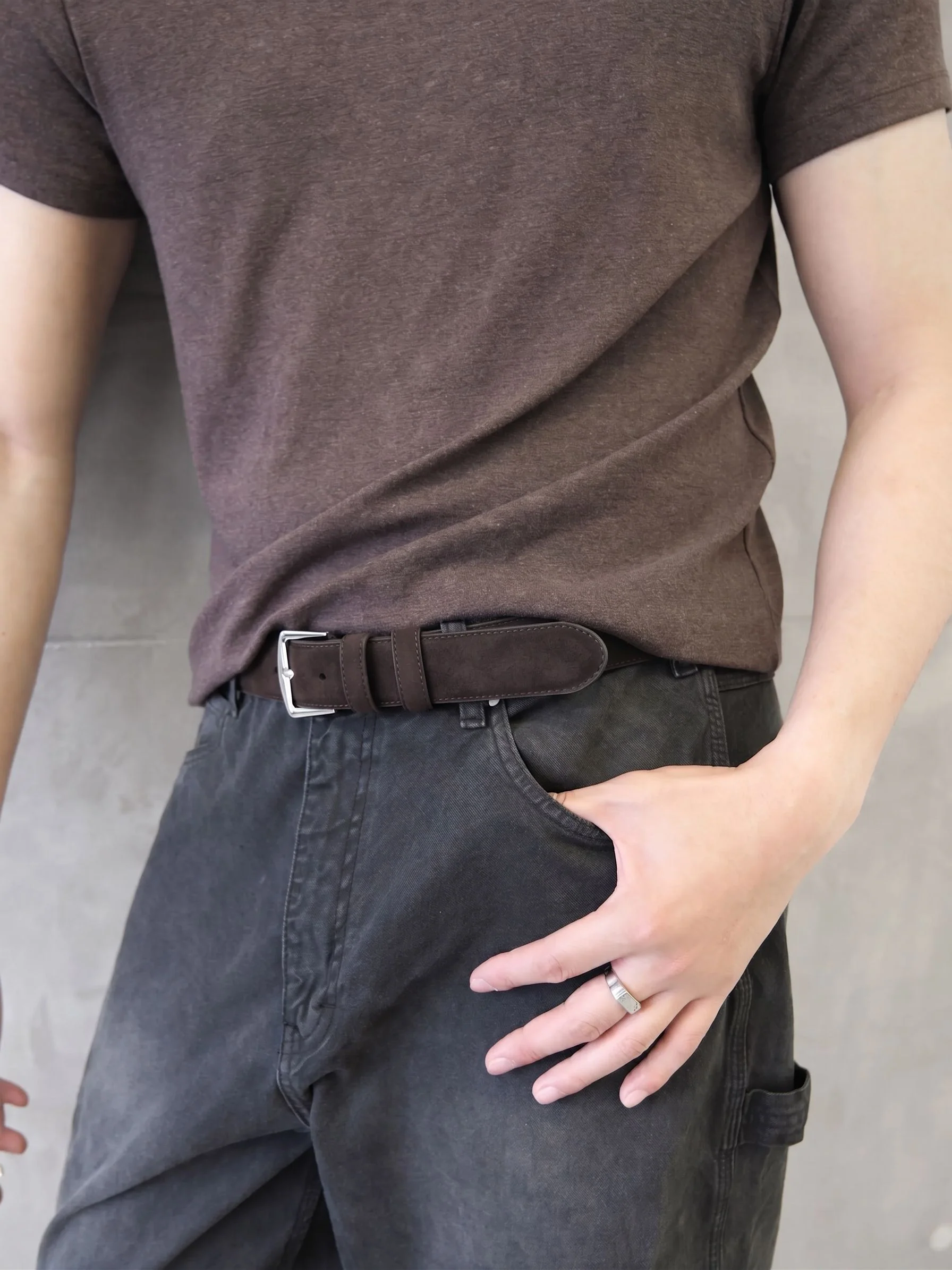 Top Grain Leather Square Buckle Belt - Image 2