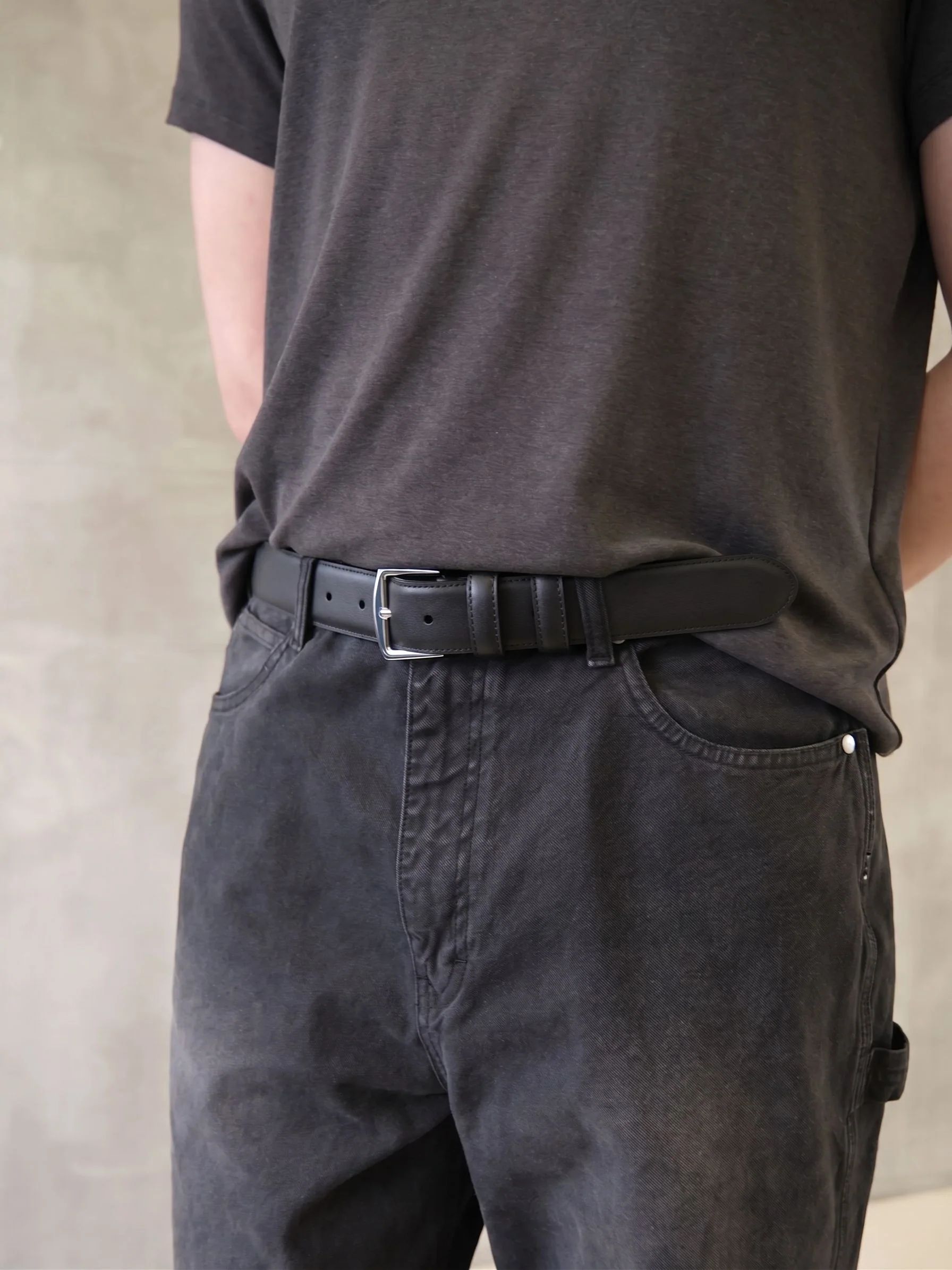 Top Grain Leather Square Buckle Belt - Image 3