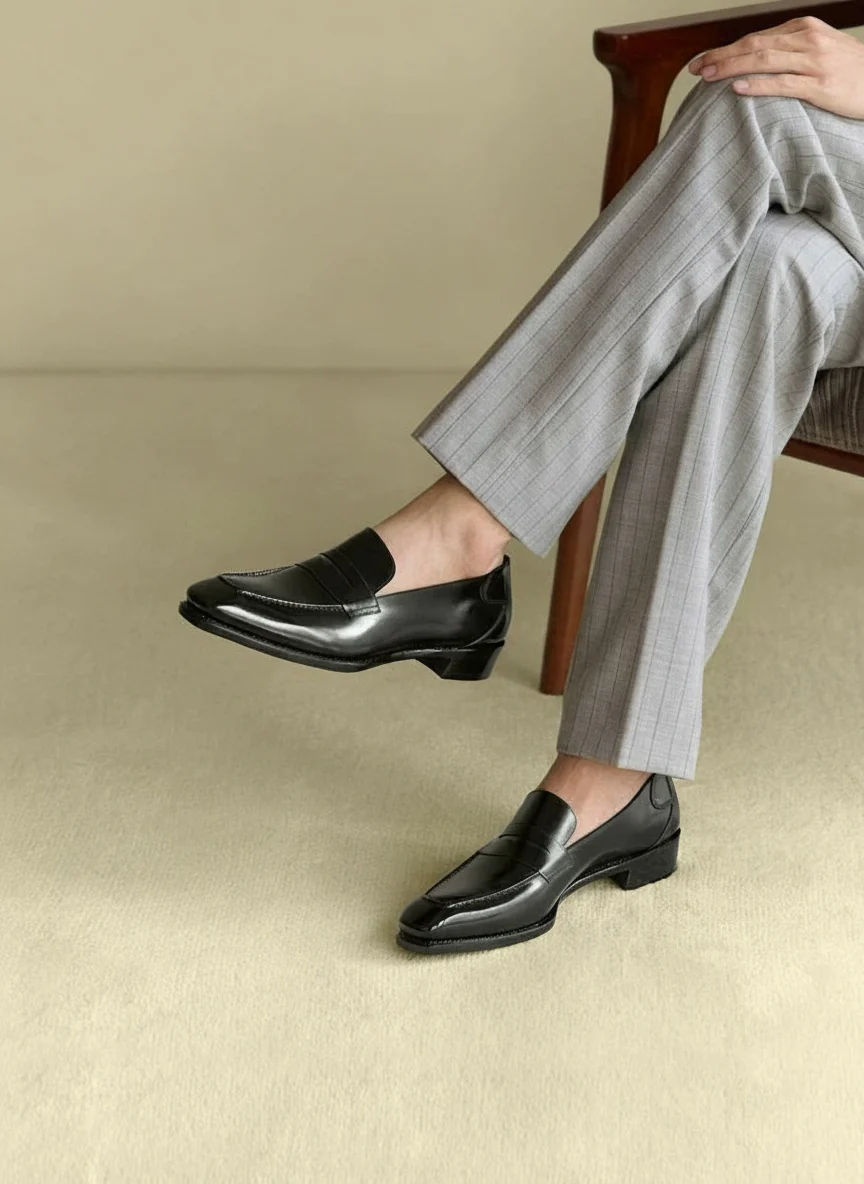Top-Grain Leather Square-Toe Penny Loafer - Image 5
