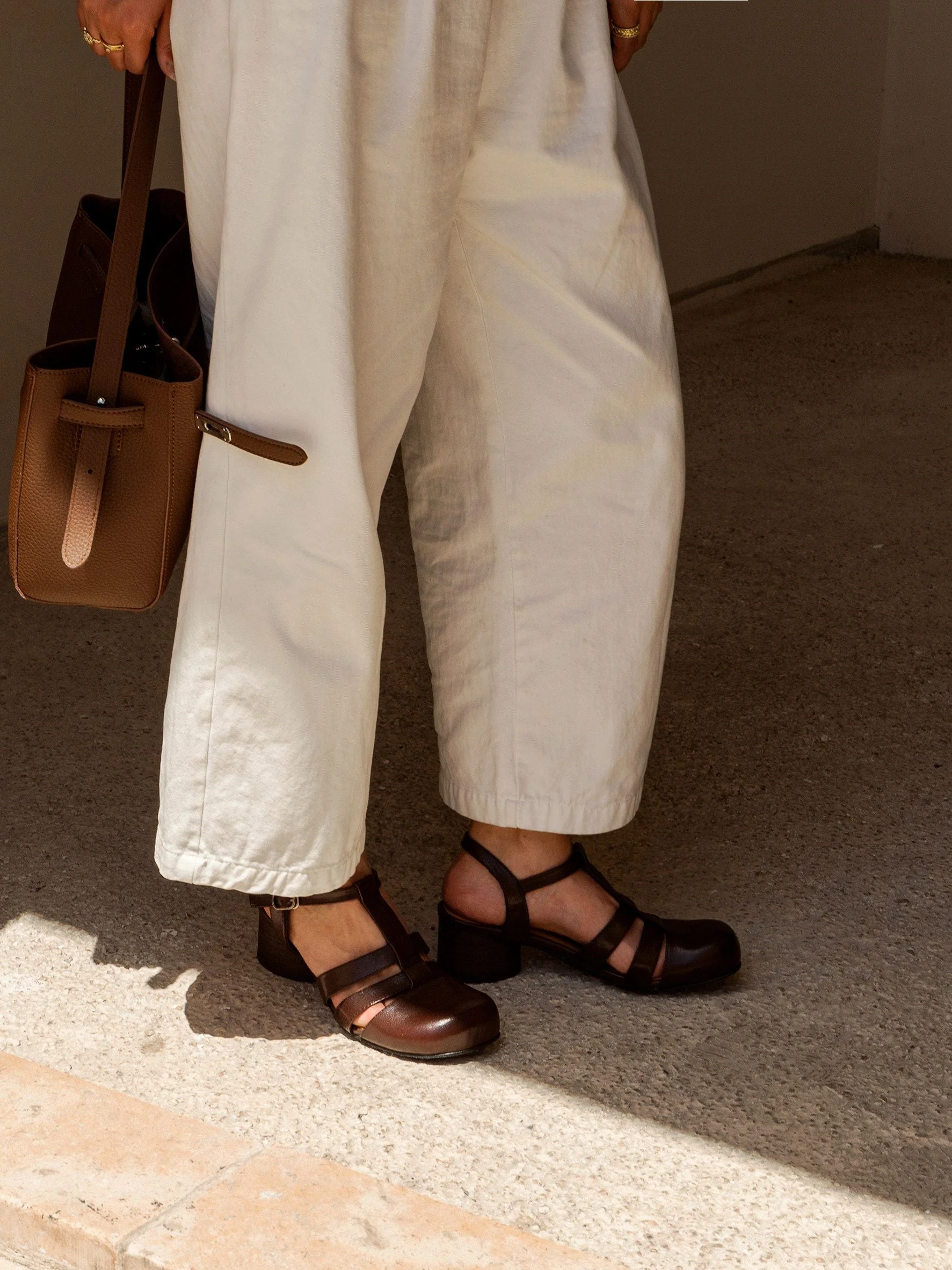 Top-Grain Leather T-Strap Block Heels - Image 7