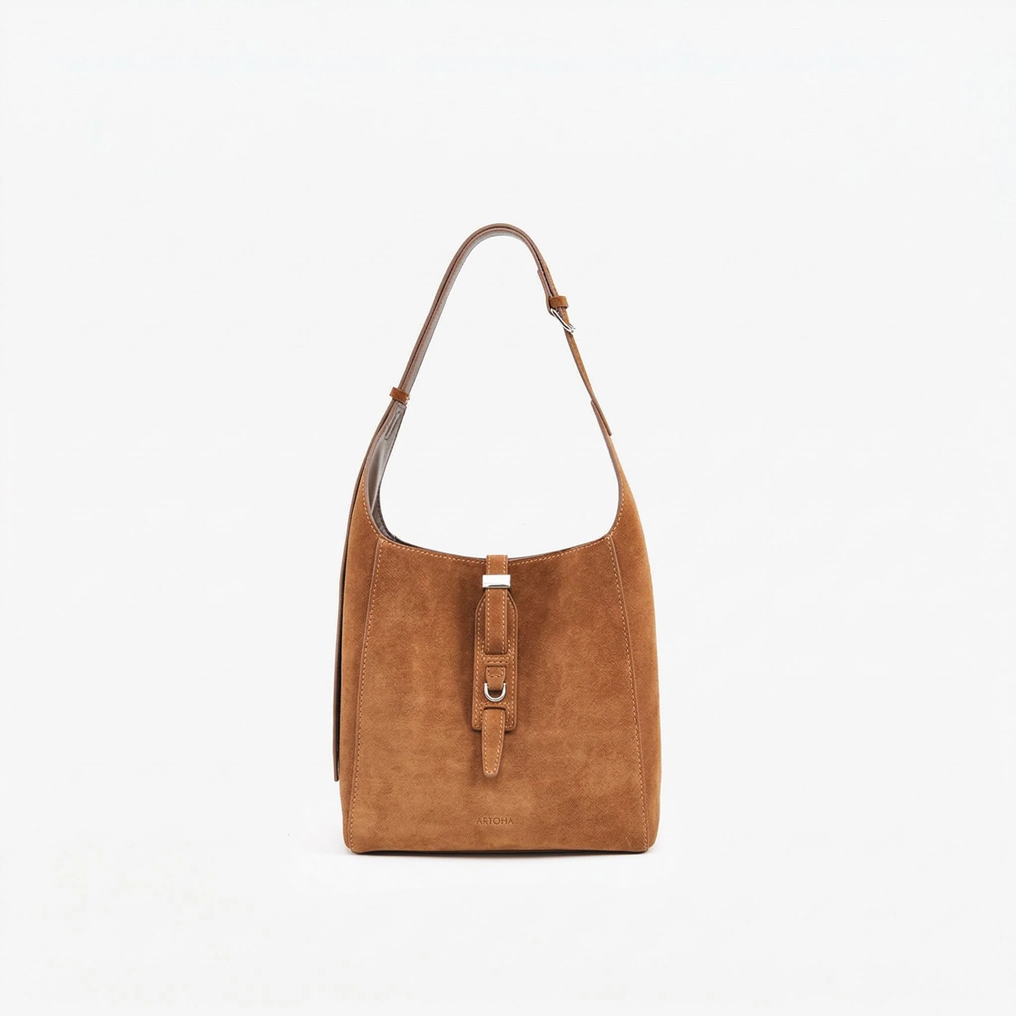 Top-Grain Leather Tie-Detail Shoulder Bag - Image 8