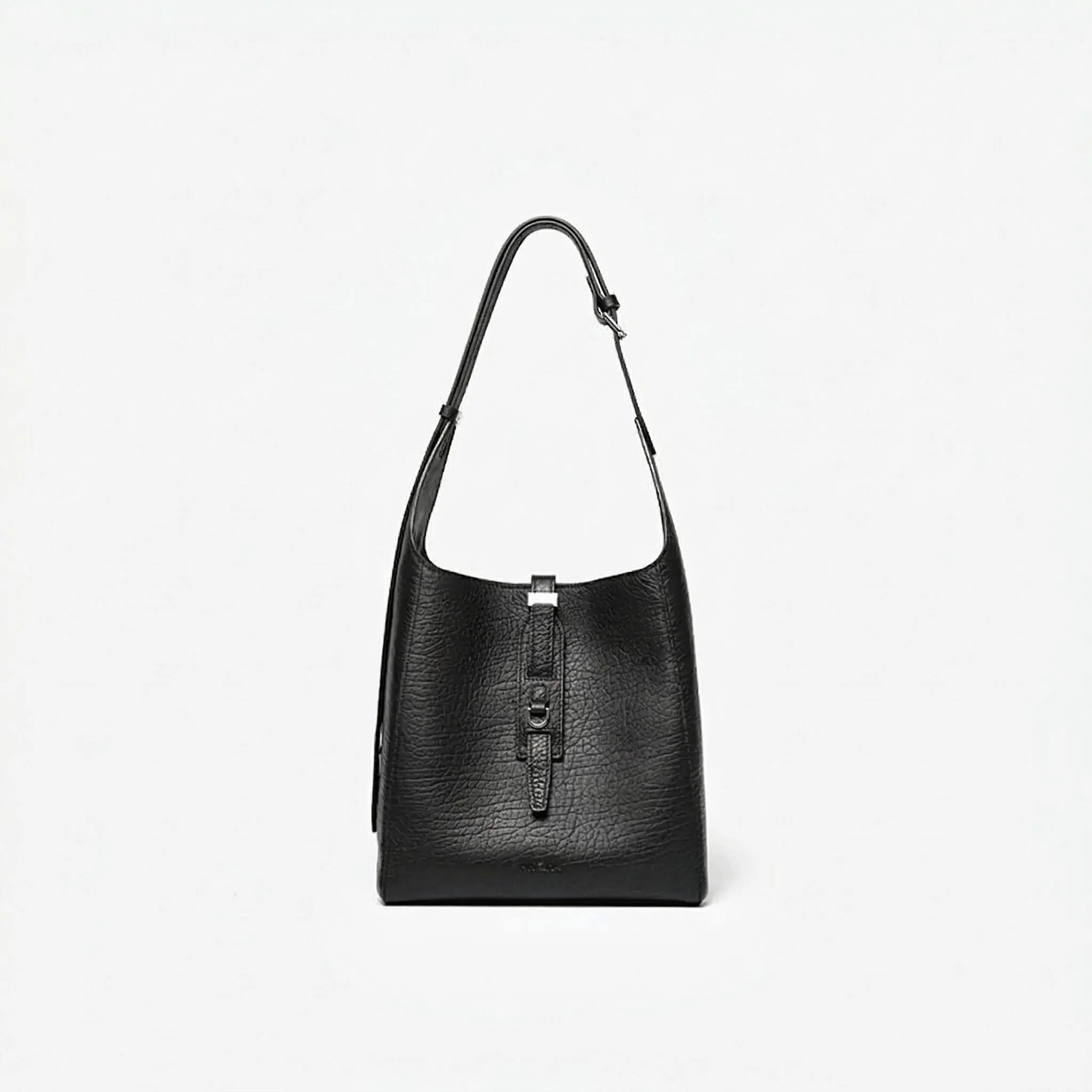 Top-Grain Leather Tie-Detail Shoulder Bag - Image 9