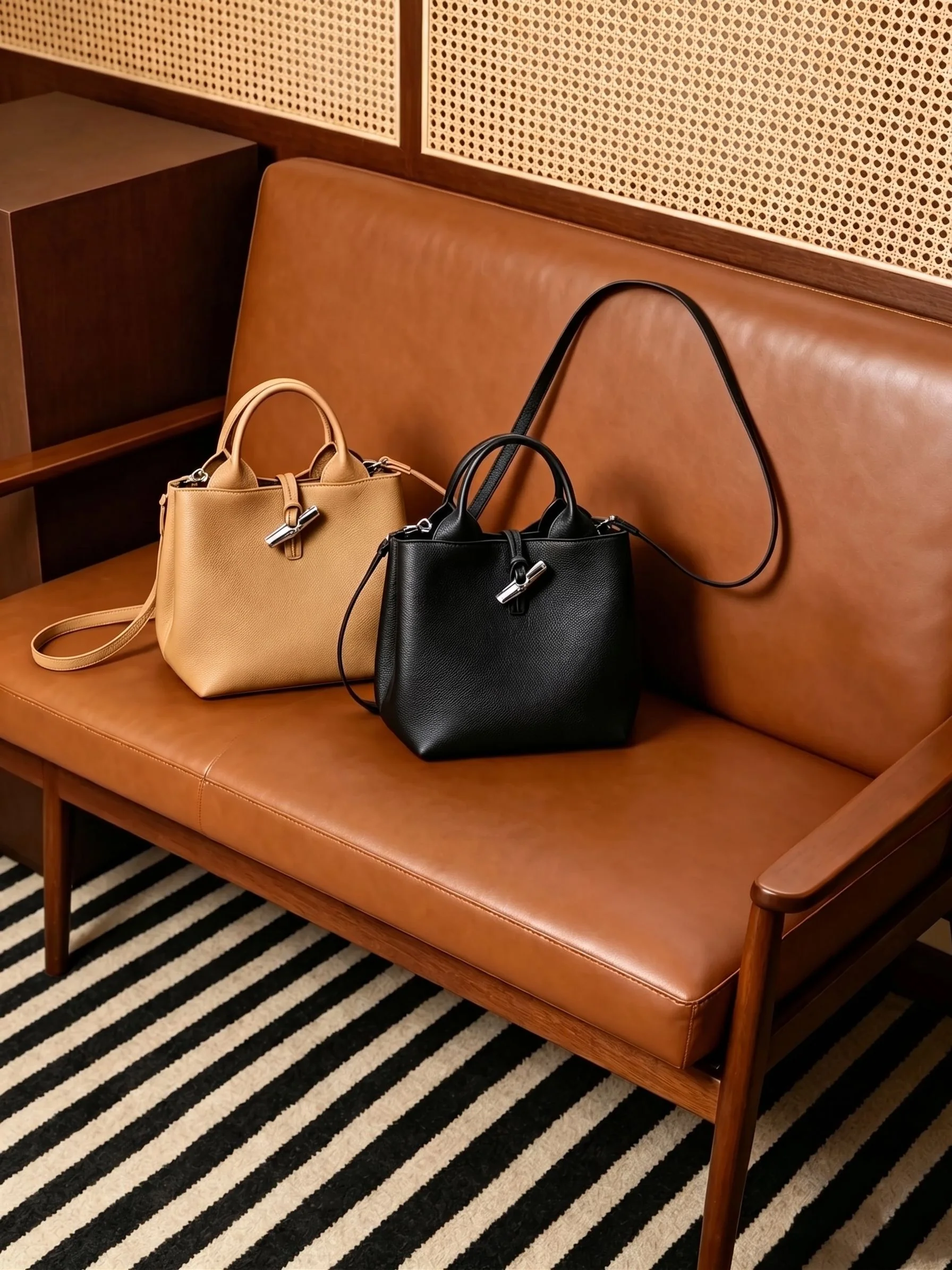 Top Grain Leather Toggle Bucket Bag
