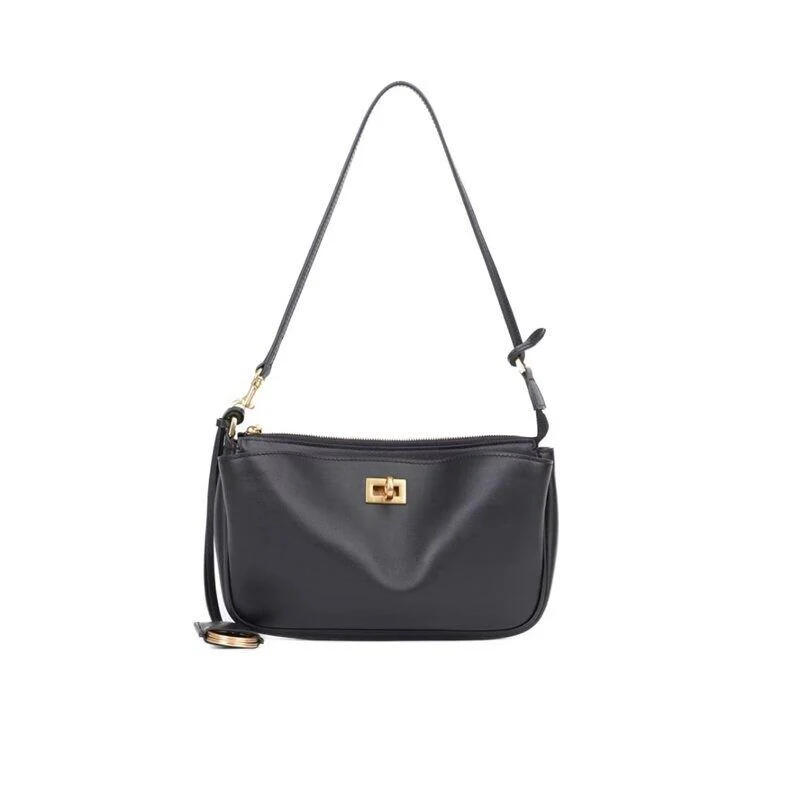 Top Grain Leather Turn-Lock Shoulder Bag - Image 7