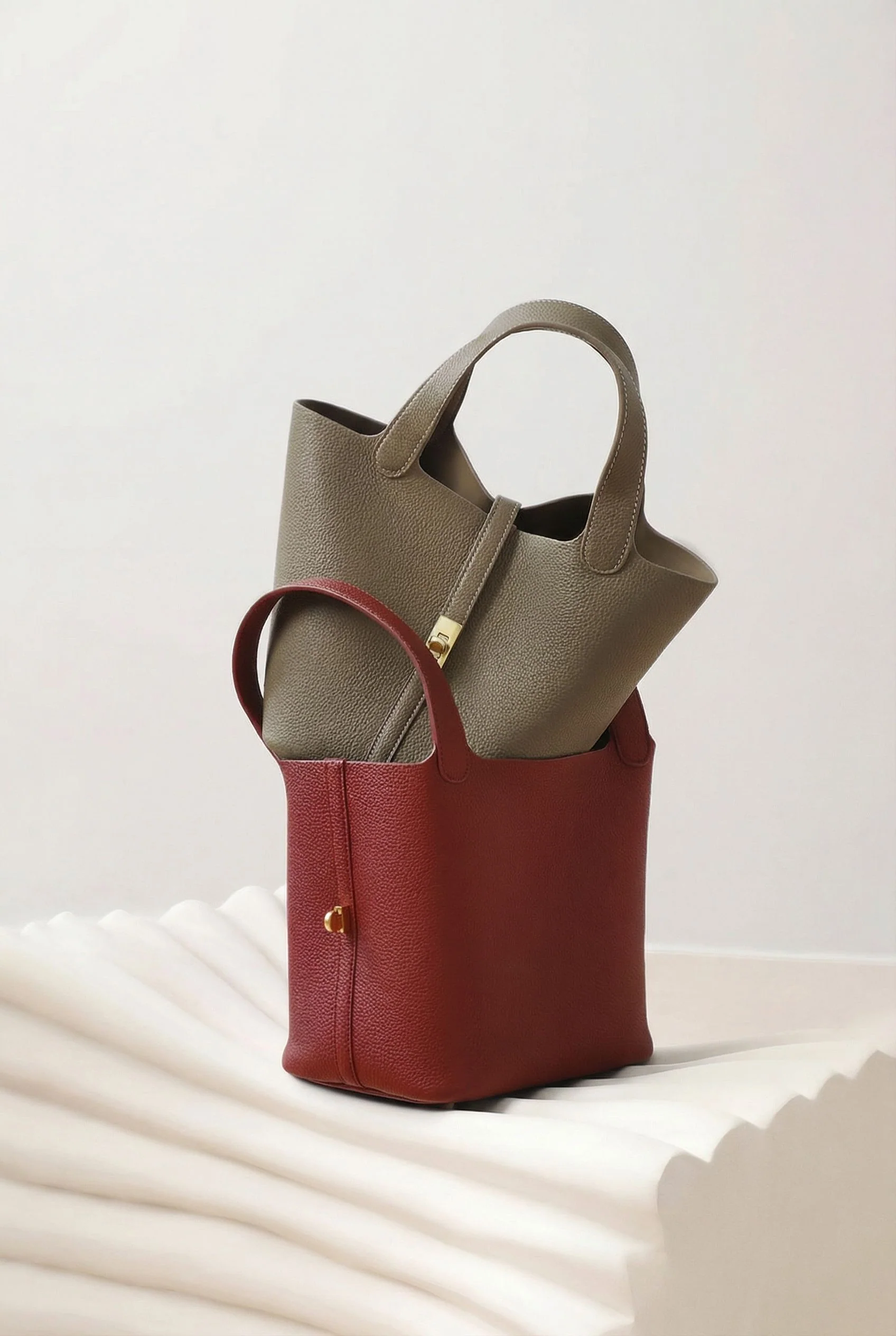 Top Grain Leather Turnlock Mini Tote - Image 2